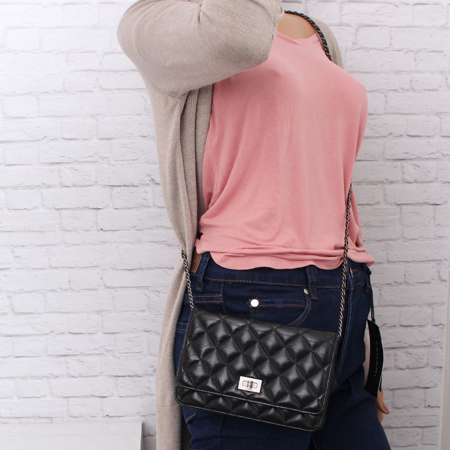 Chanel Wallet on Chain Black Lambskin Leather Purse A3960