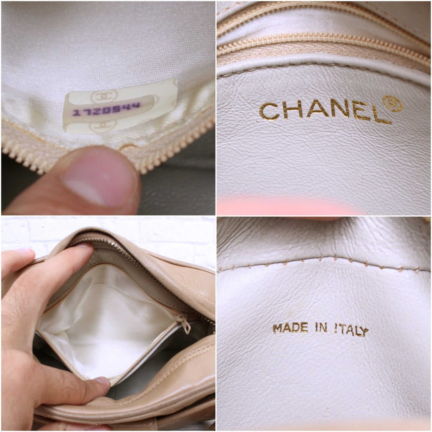 Chanel CC Camera Bag Beige Lambskin Leather Shoulder Crossbody Handbag A4790