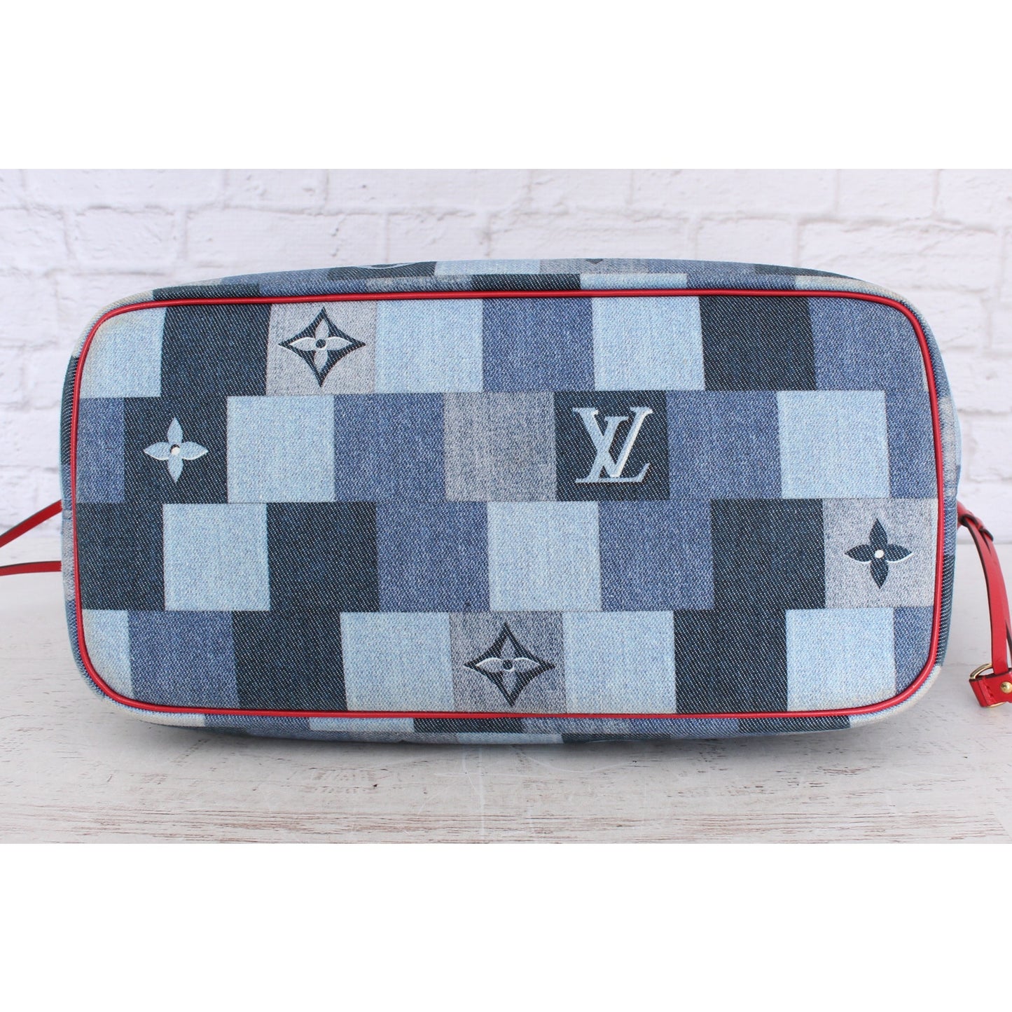 Louis Vuitton Neverfull MM with Pouch Denim Patchwork Purse