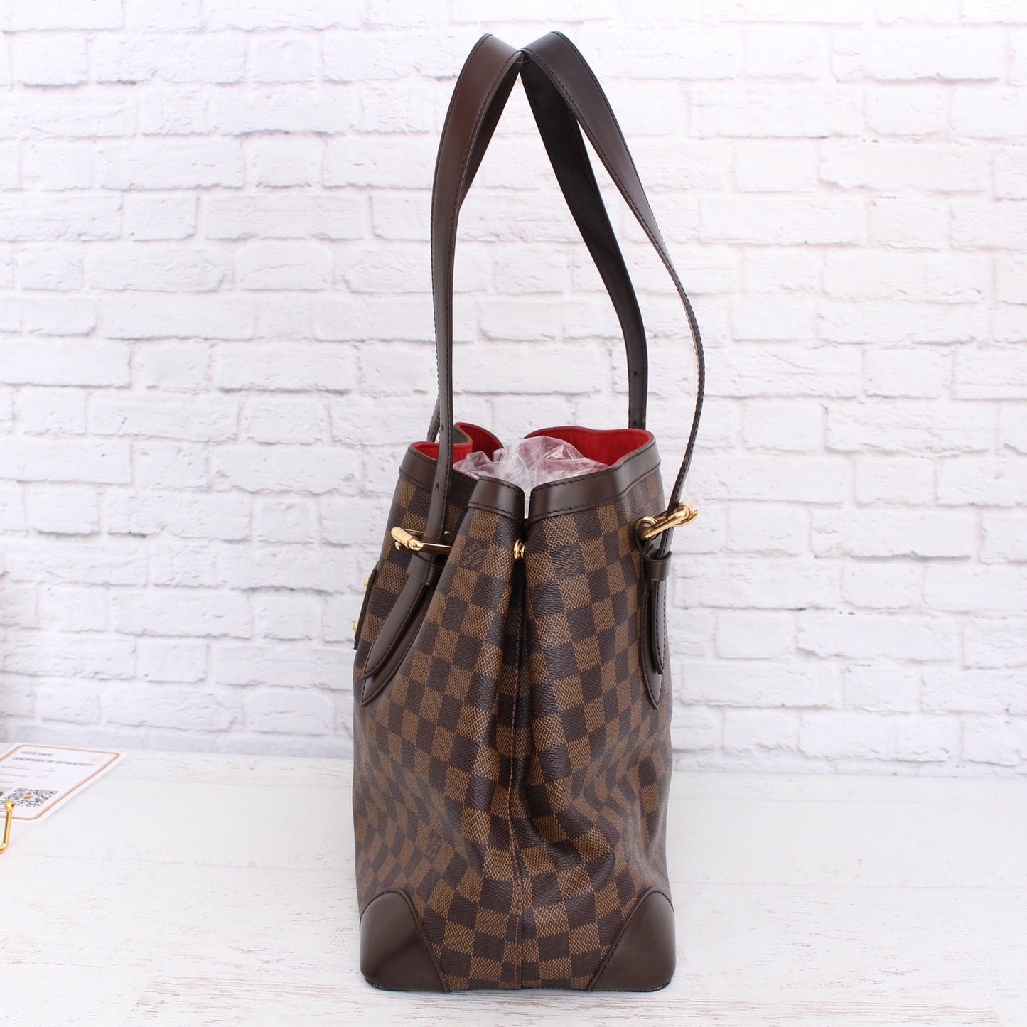 Louis Vuitton Hampstead MM Damier Ebene Tote Brown Shoulder Purse Handbag A3393