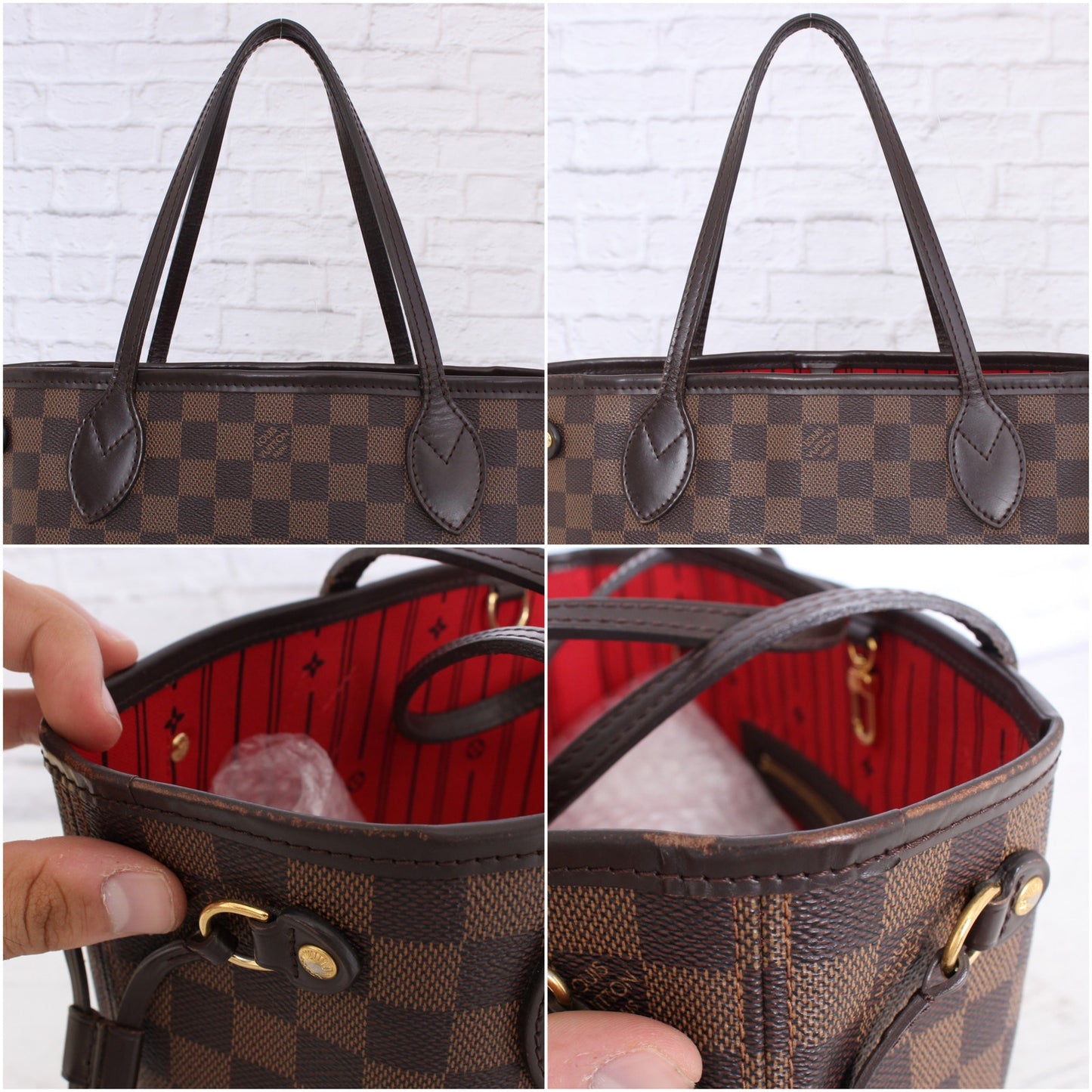 Louis Vuitton Neverfull PM Small Damier Ebene Leather Tote