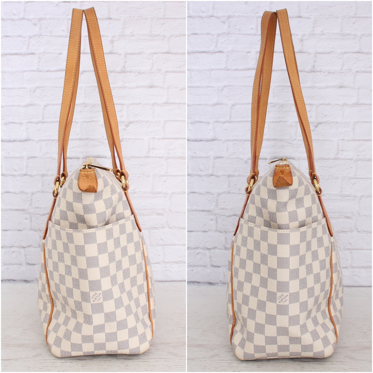 Louis Vuitton Totally MM Damier Azur Tote Shoulder Purse Handbag Canvas