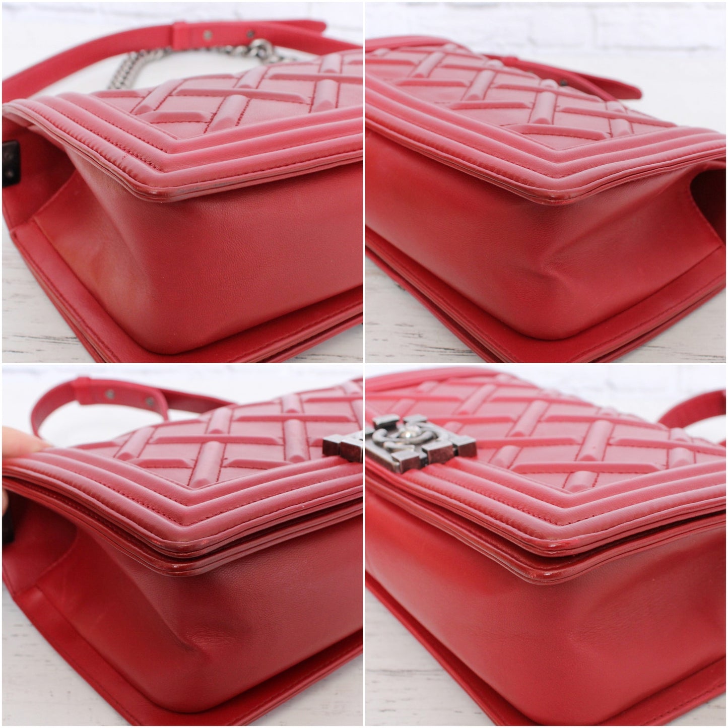 Chanel Boy Bag Limited Edition Chateau Celtic Red Calfskin Crossbody Bag A5090