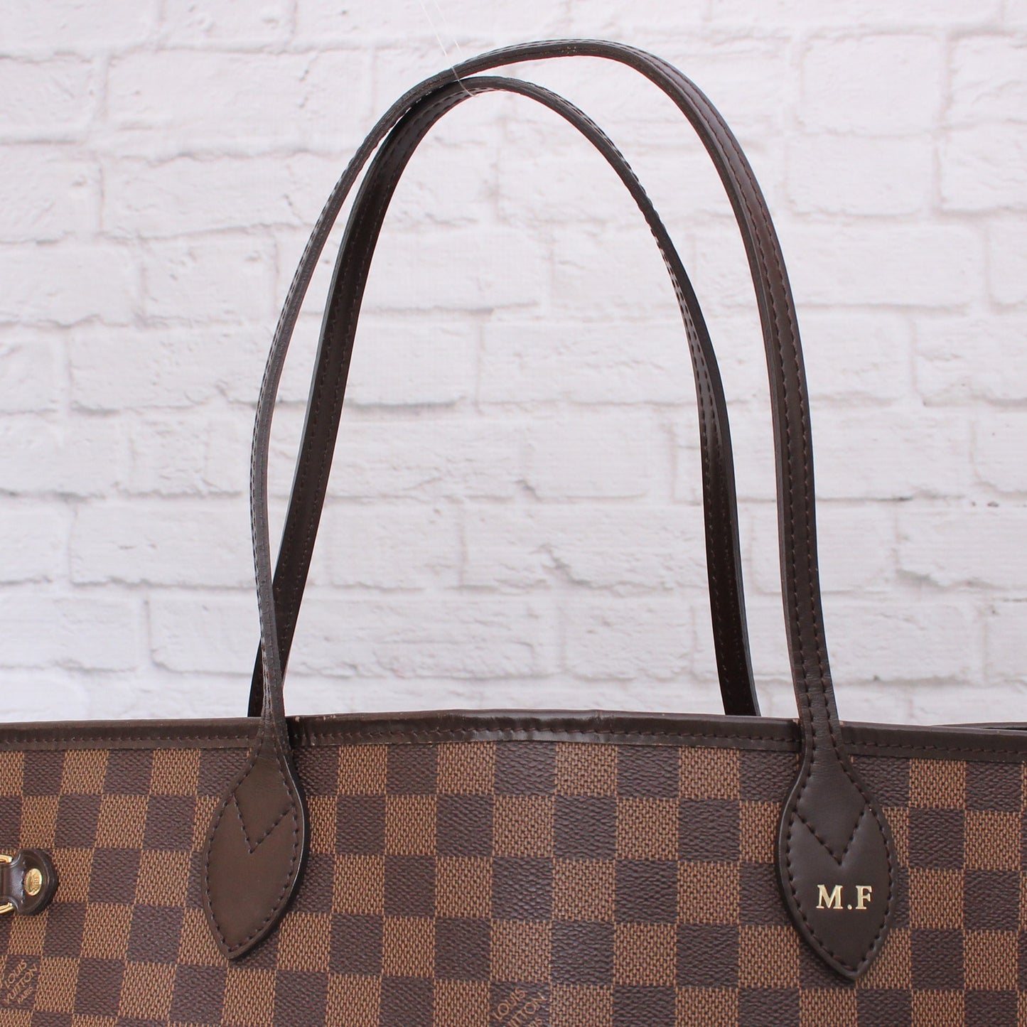 Louis Vuitton Neverfull MM Damier Ebene Leather Tote Shoulder Purse Brown A4981