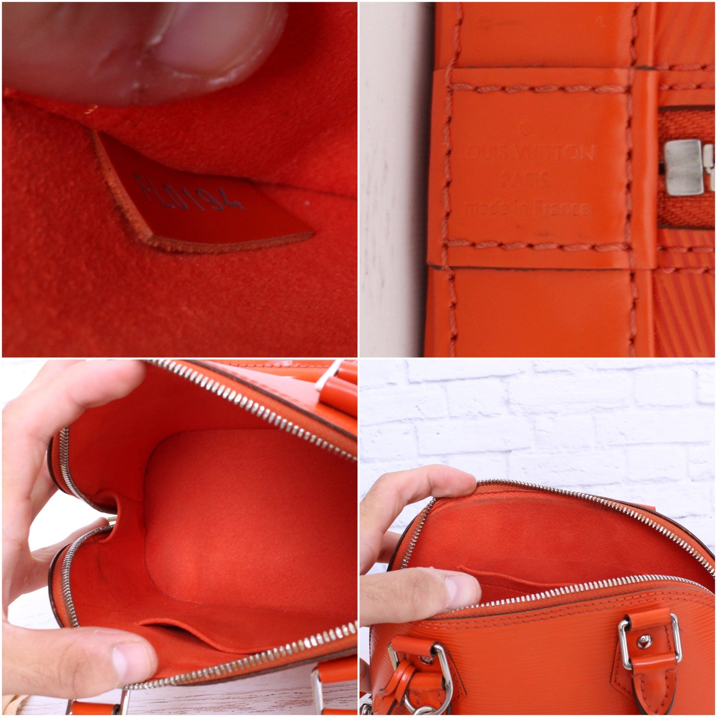 Louis Vuitton Alma BB Orange Epi Crossbody Leather Satchel Handbag A3589