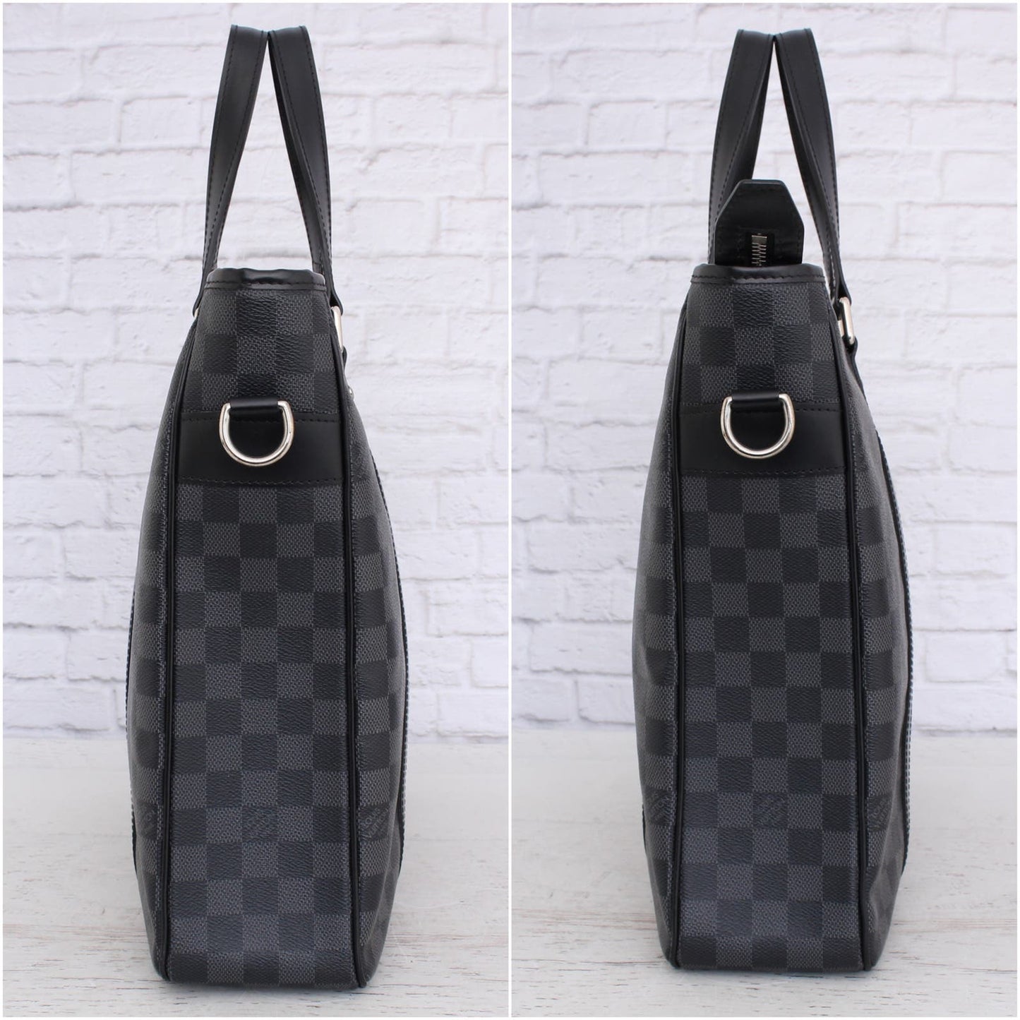 Louis Vuitton Tadao PM Tote Damier Graphite Shoulder Zip Gray Leather