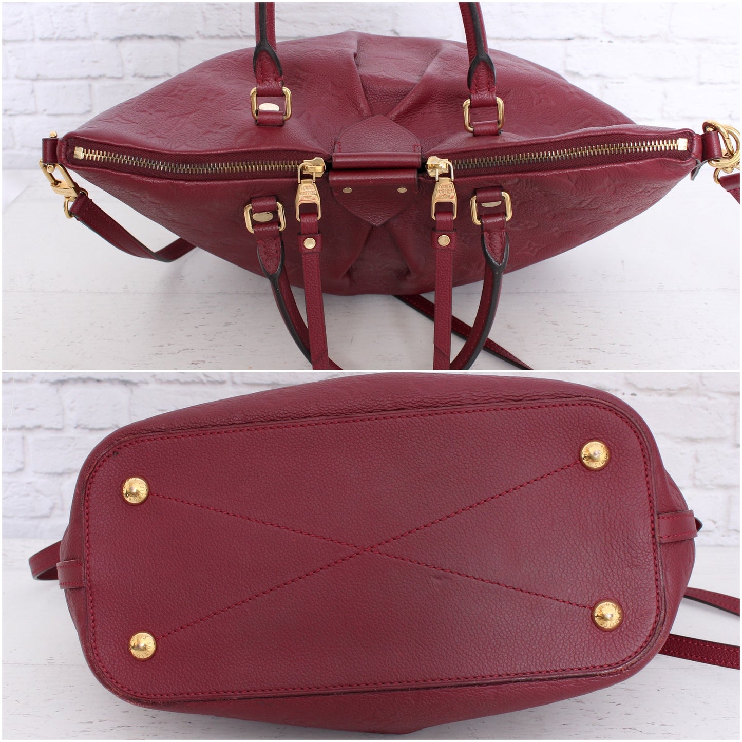 Louis Vuitton Mazarine MM Crossbody Purple Empreinte Satchel Handbag Purse A3689