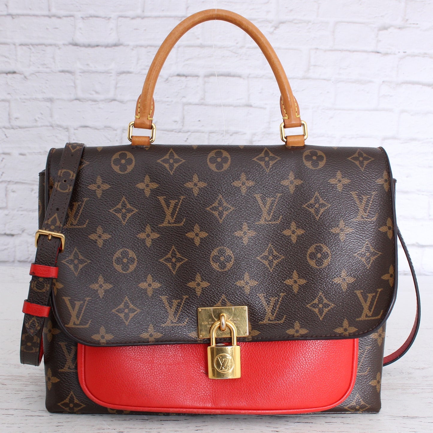 Louis Vuitton Marignan Monogram Leather Crossbody & Satchel Red