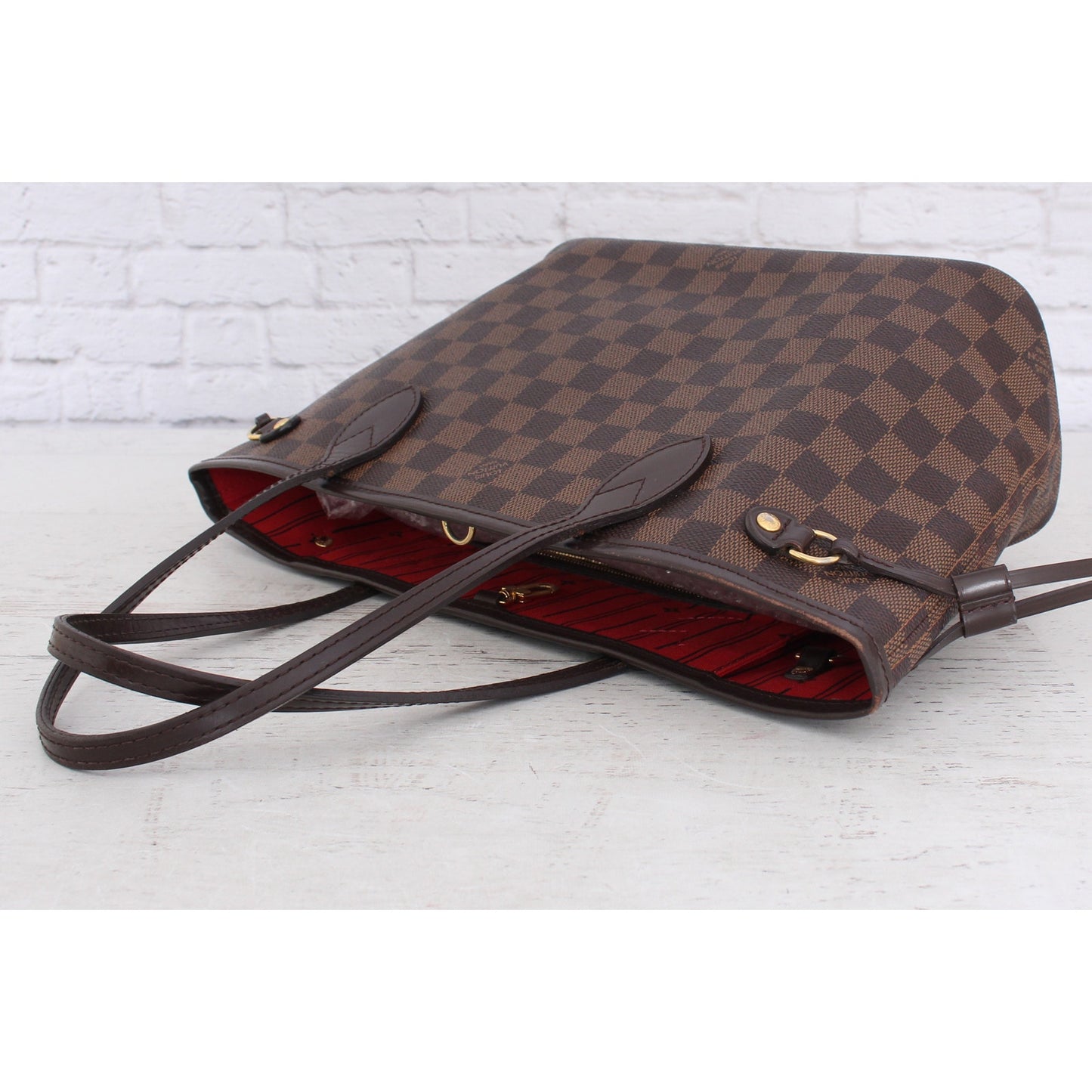 Louis Vuitton Neverfull PM Small Damier Ebene Leather Tote