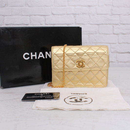 Chanel Half Flap Hold Lambskin Leather Shoulder and Crossbody Purse A4662