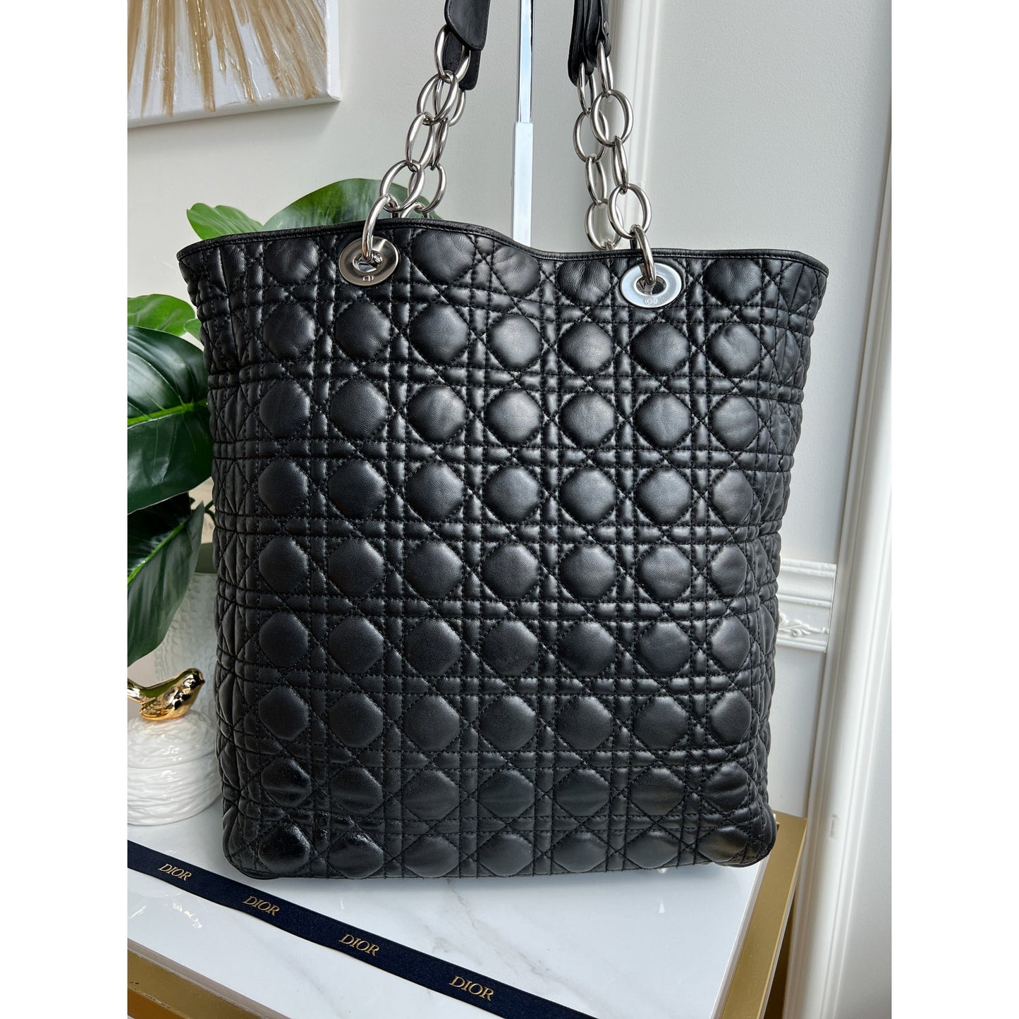 Dior Cannage Quilted Lambskin Black Tote