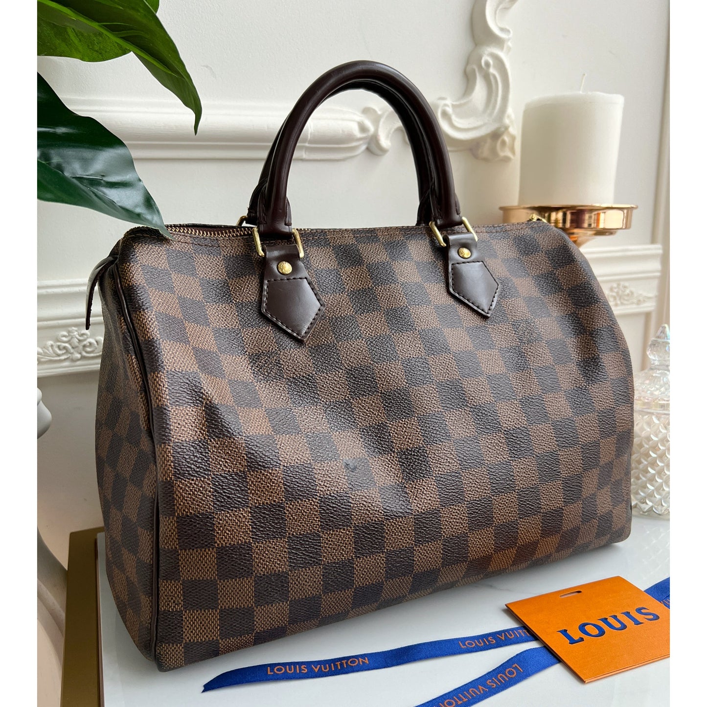 Louis Vuitton Speedy 30 Damier Ebene Satchel Brown Tote