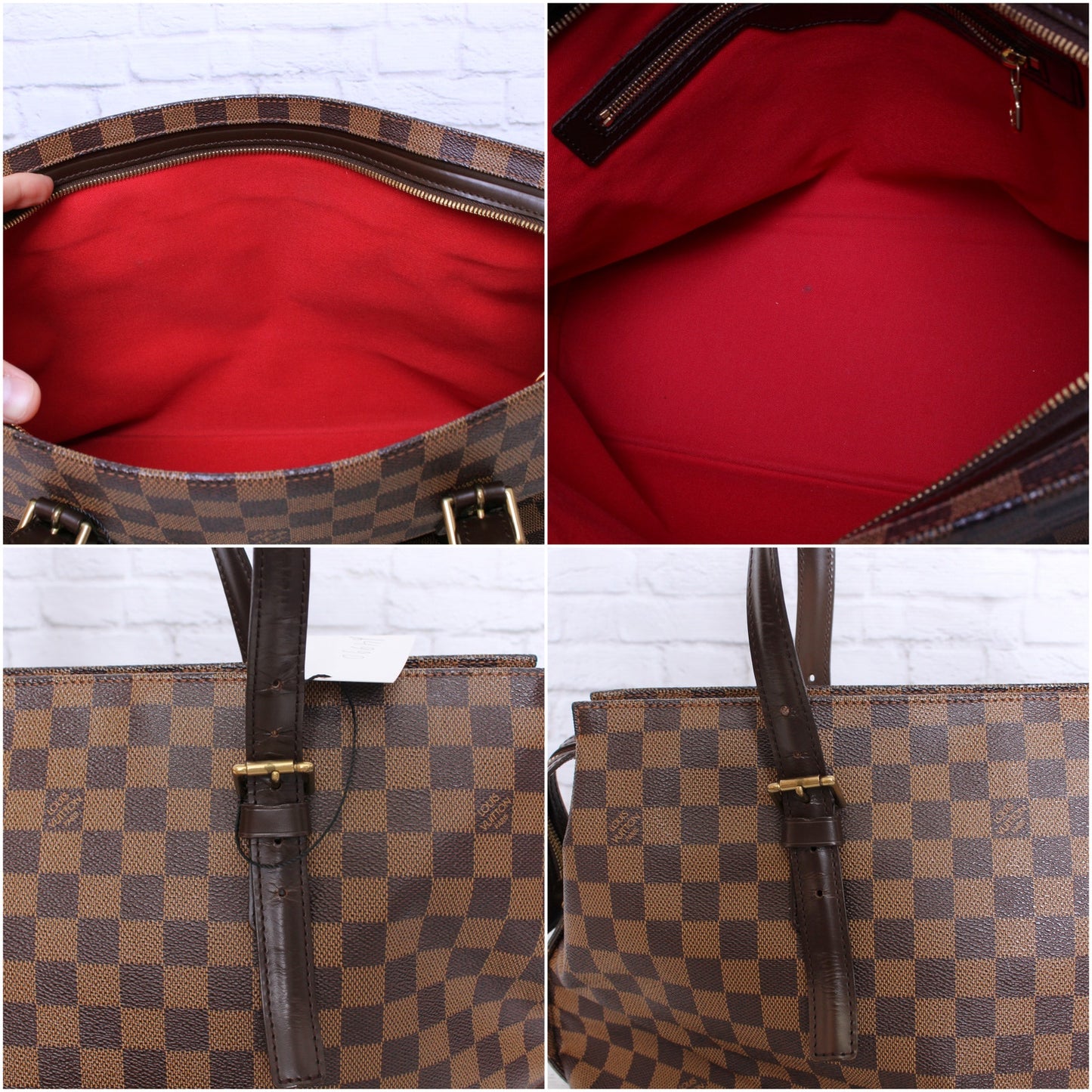 Louis Vuitton Chelsea Damier Ebene Shoulder Tote Purse Brown Large A4990