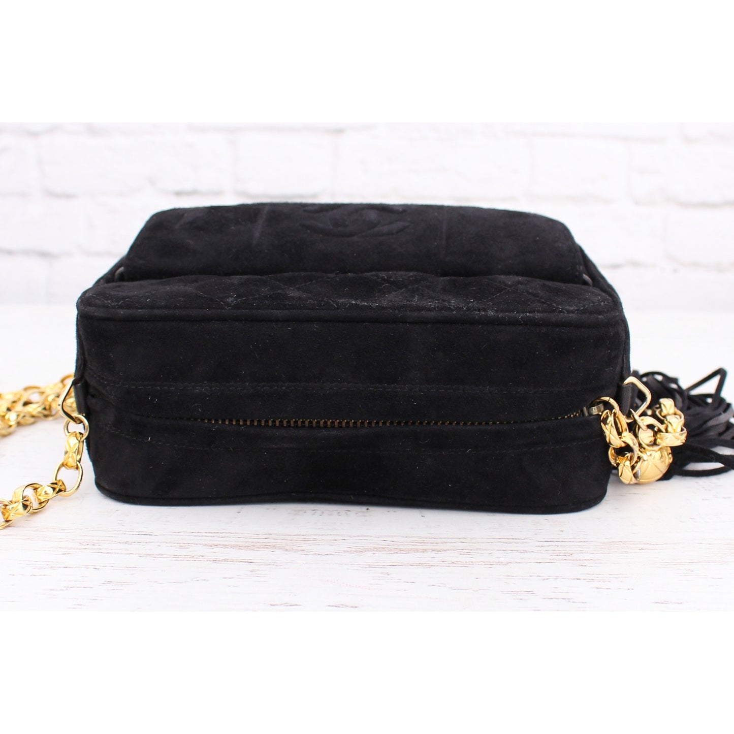Chanel CC Camera Bag Black Suede Leather Crossbody and Shoulder Purse A3123