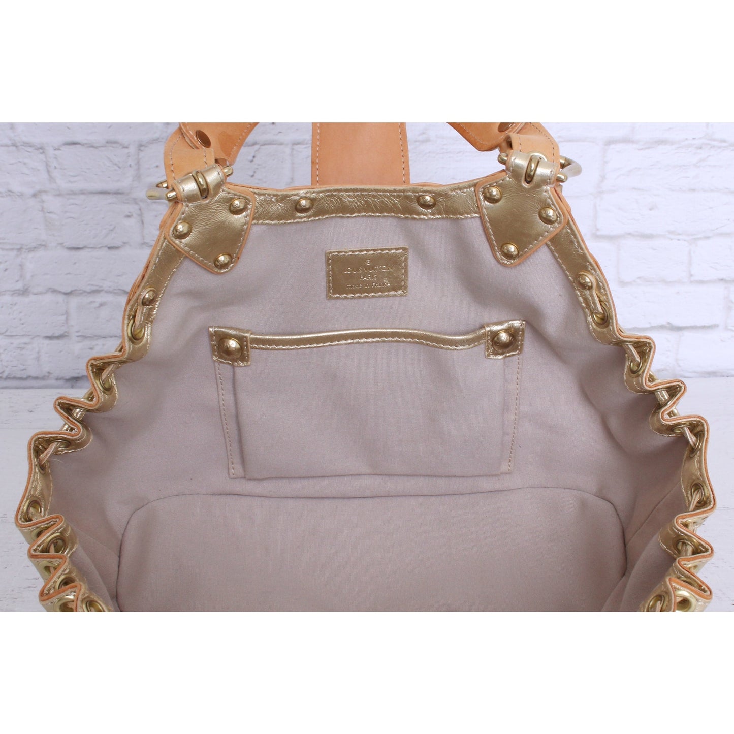 Louis Vuitton Theda Gold Khaki Mini Lin Satchel