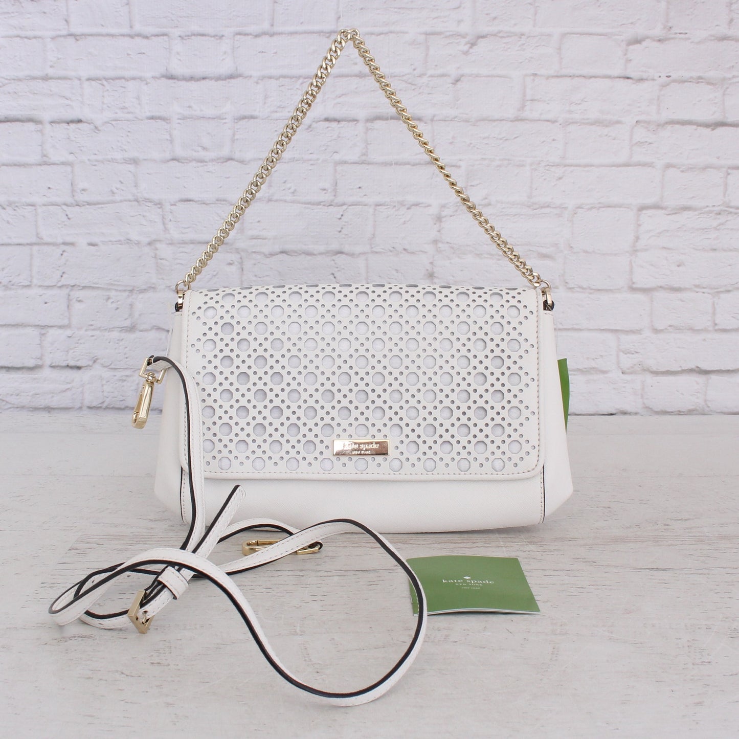 Kate Spade New York NEW 2Way Shoulder & Crossbody Chain Purse White