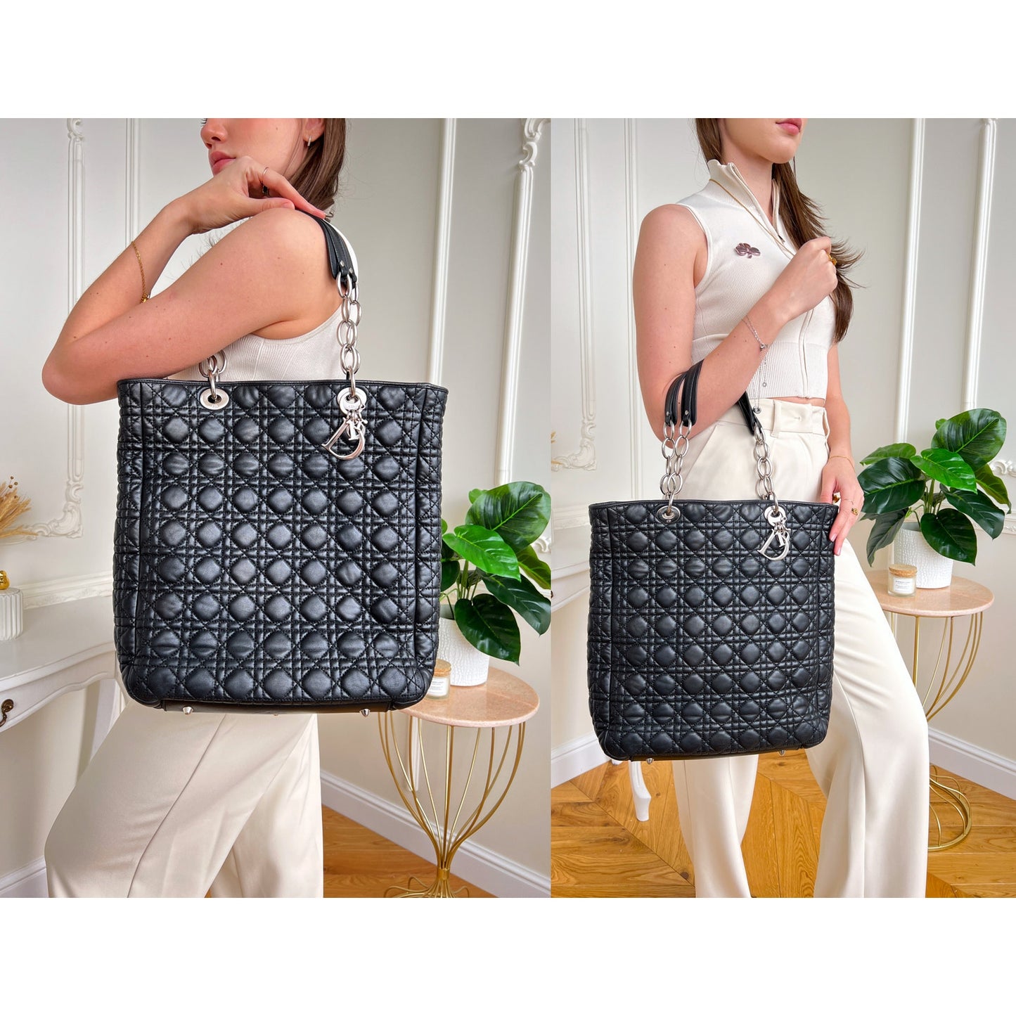 Dior Cannage Quilted Lambskin Black Tote