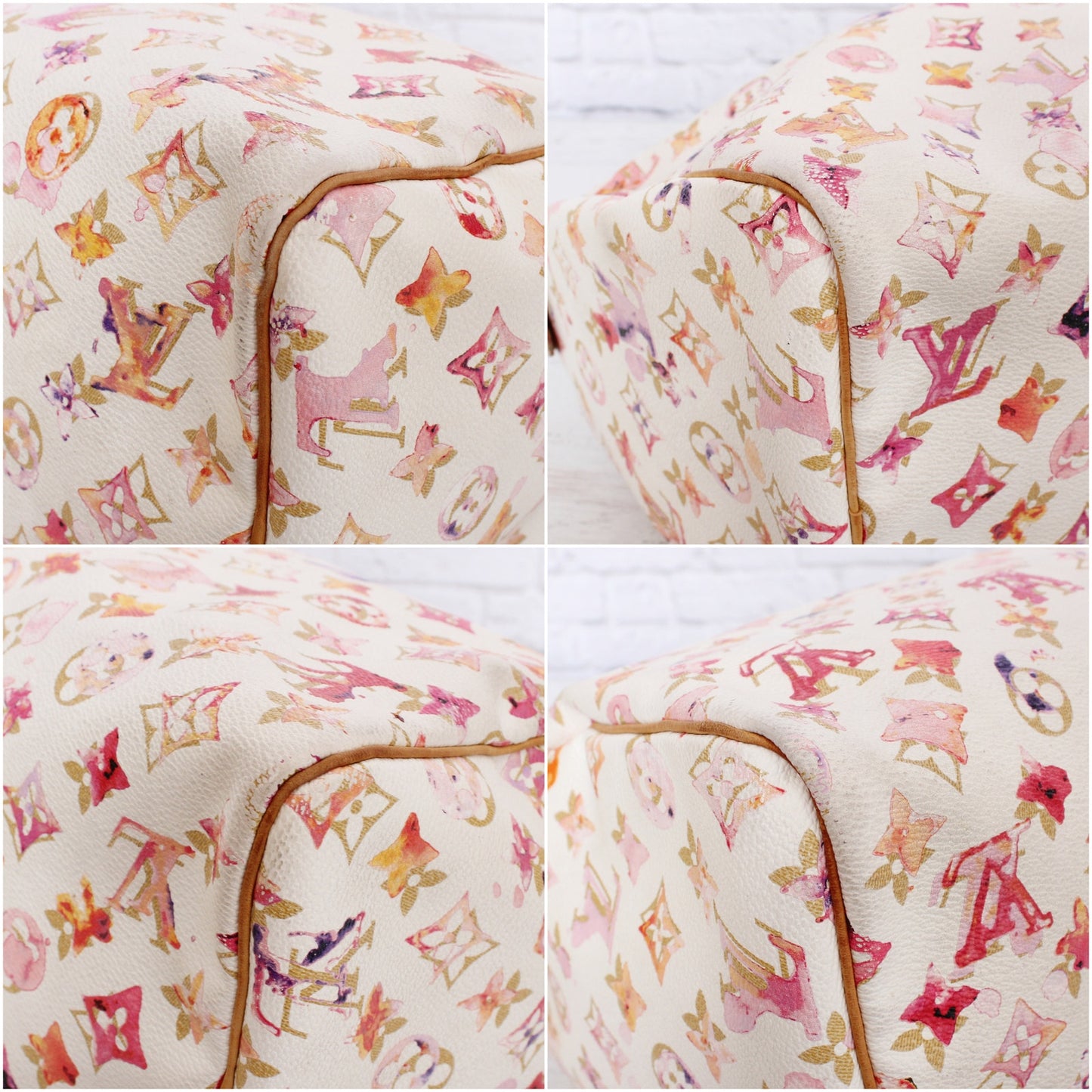 Louis Vuitton Speedy 30 Watercolor Aquarelle Monogram White Satchel Purse A5029