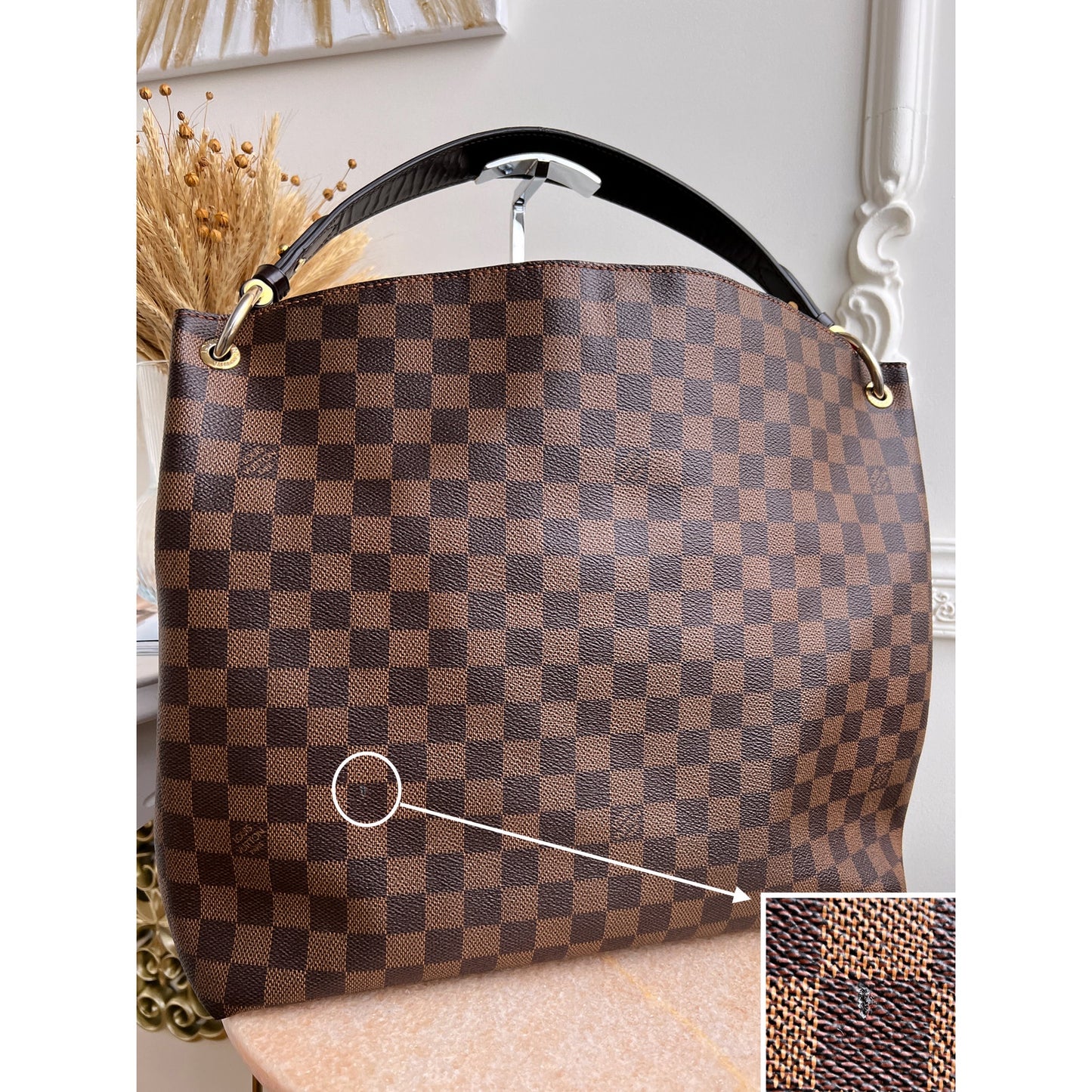 Authentic Louis Vuitton Graceful GM Damier Ebene Tote Shoulder Bag