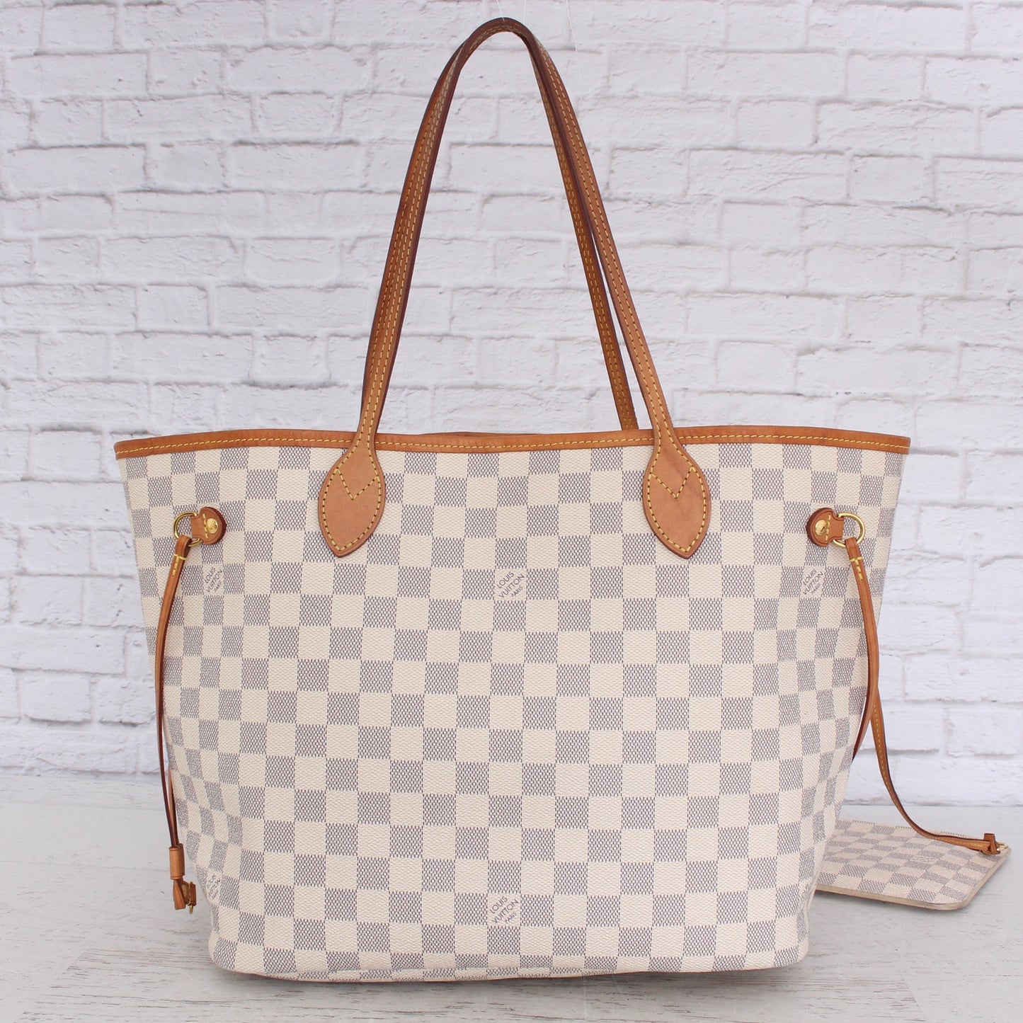 Louis Vuitton Neverfull MM with Pouch Damier Azur Pink