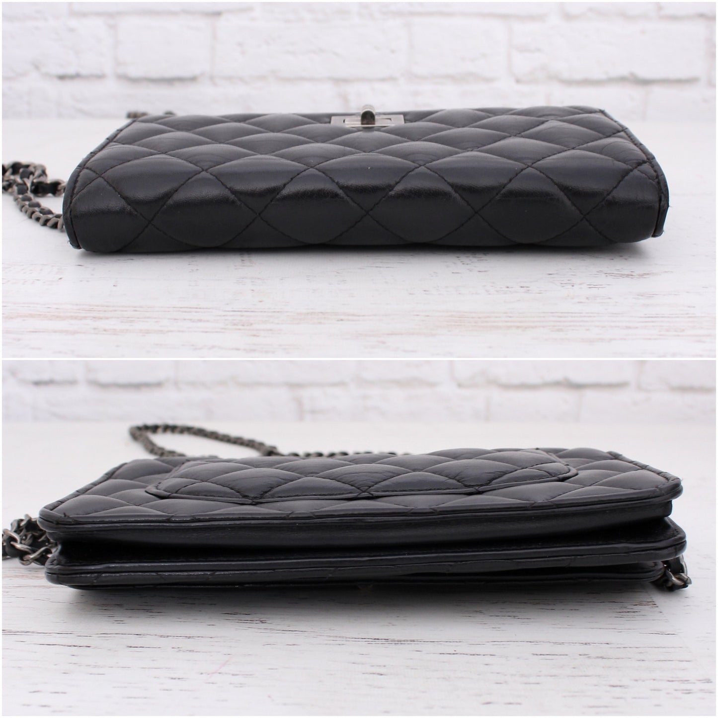 Chanel Wallet on Chain Black Lambskin Leather Purse A3960