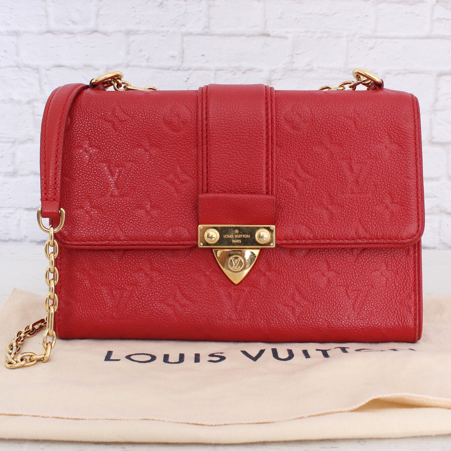 Louis Vuitton Saint Sulpice PM Red Empreinte Chain Shoulder Crossbody