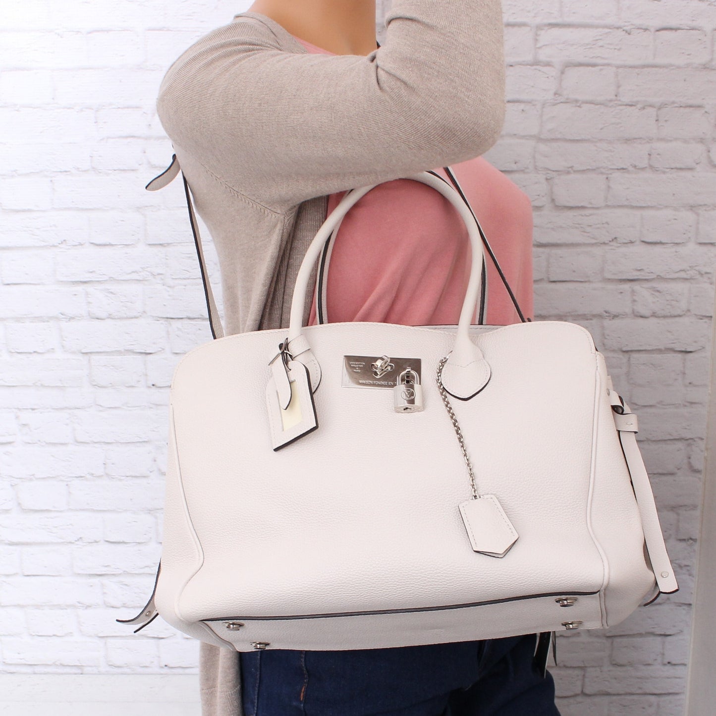 Louis Vuitton Mira MM White Taurillon Satchel Crossbody and Shoulder Purse A4780