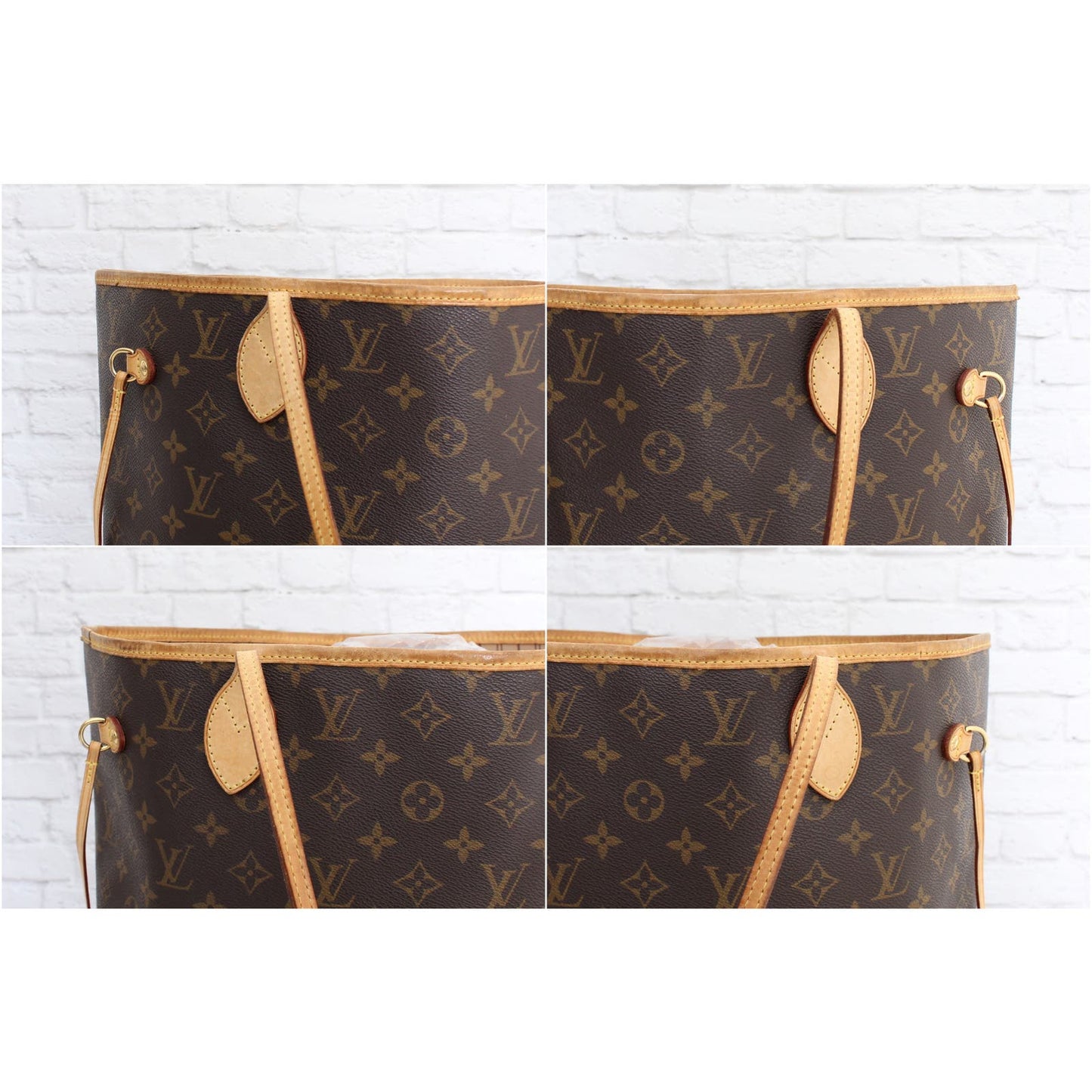 Louis Vuitton Neverfull MM Monogram Tote Shoulder Brown Beige Leather