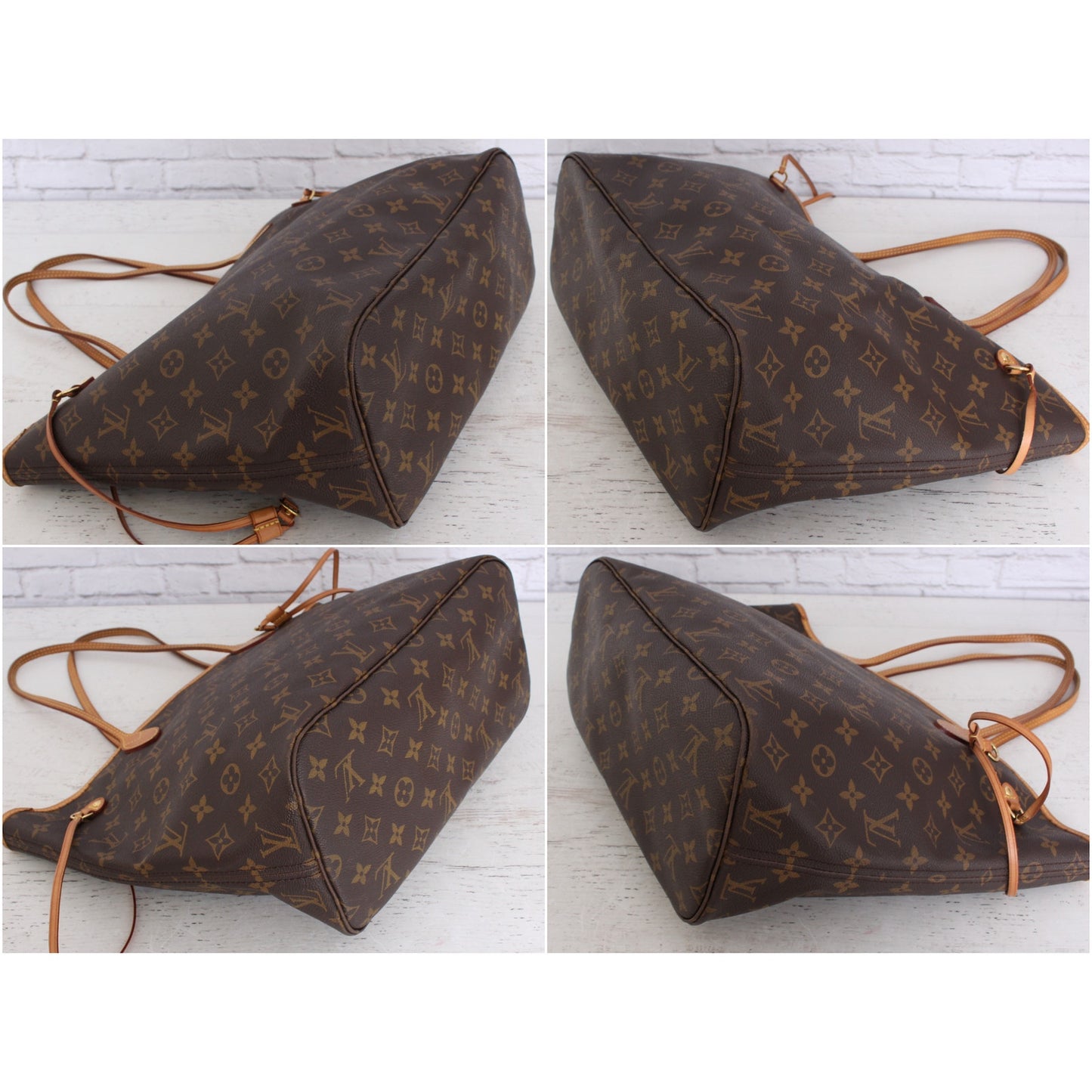 Louis Vuitton Neverfull MM Monogram Leather Tote Shoulder Purse Brown