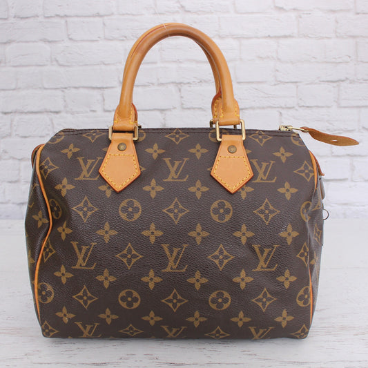 Louis Vuitton Speedy 25 Monogram Satchel Purse Handbag Leather Tote Purse A5358