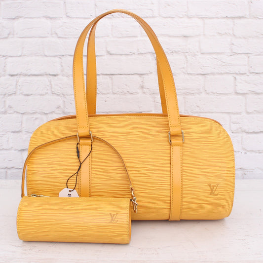 Louis Vuitton Papillon Soufflot with Pouch Yellow Epi Satchel Handbag A3905