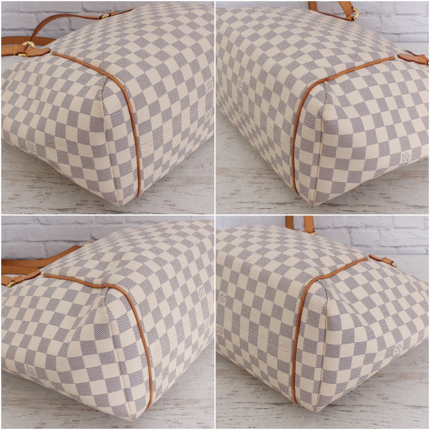 Louis Vuitton Totally MM Damier Azur Tote Shoulder Purse Handbag Canvas