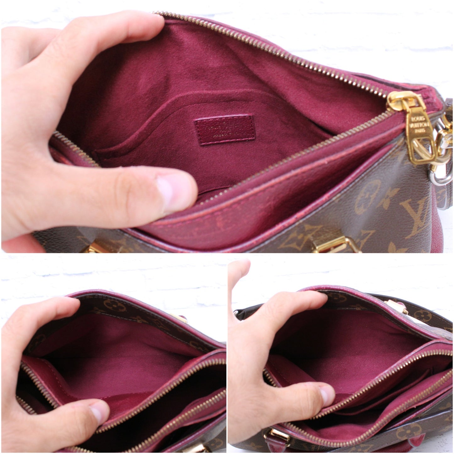 Louis Vuitton Pallas BB Monogram Raisin Satchel Crossbody Purse Tote A5089