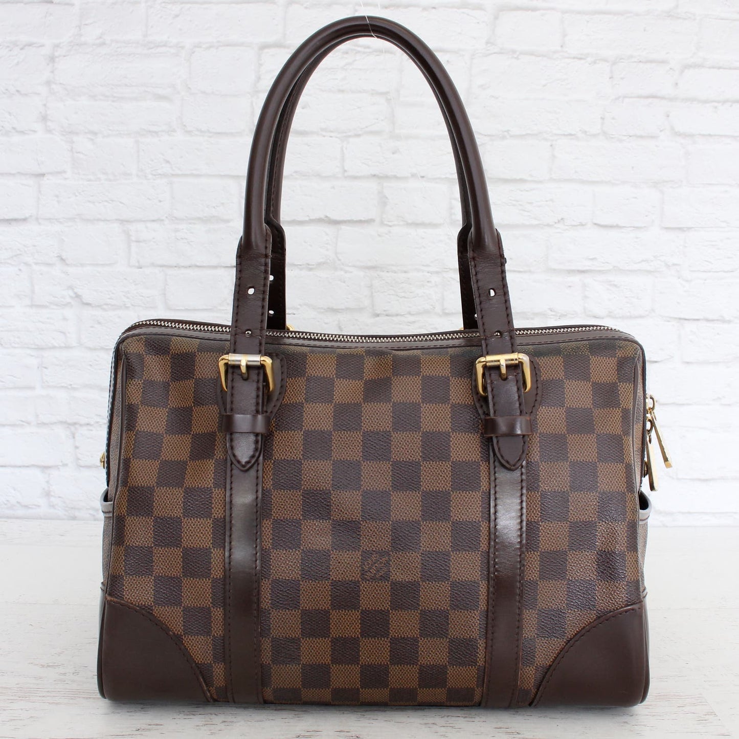 Louis Vuitton Berkeley Damier Ebene Tote Shoulder Women Brown Purse LV