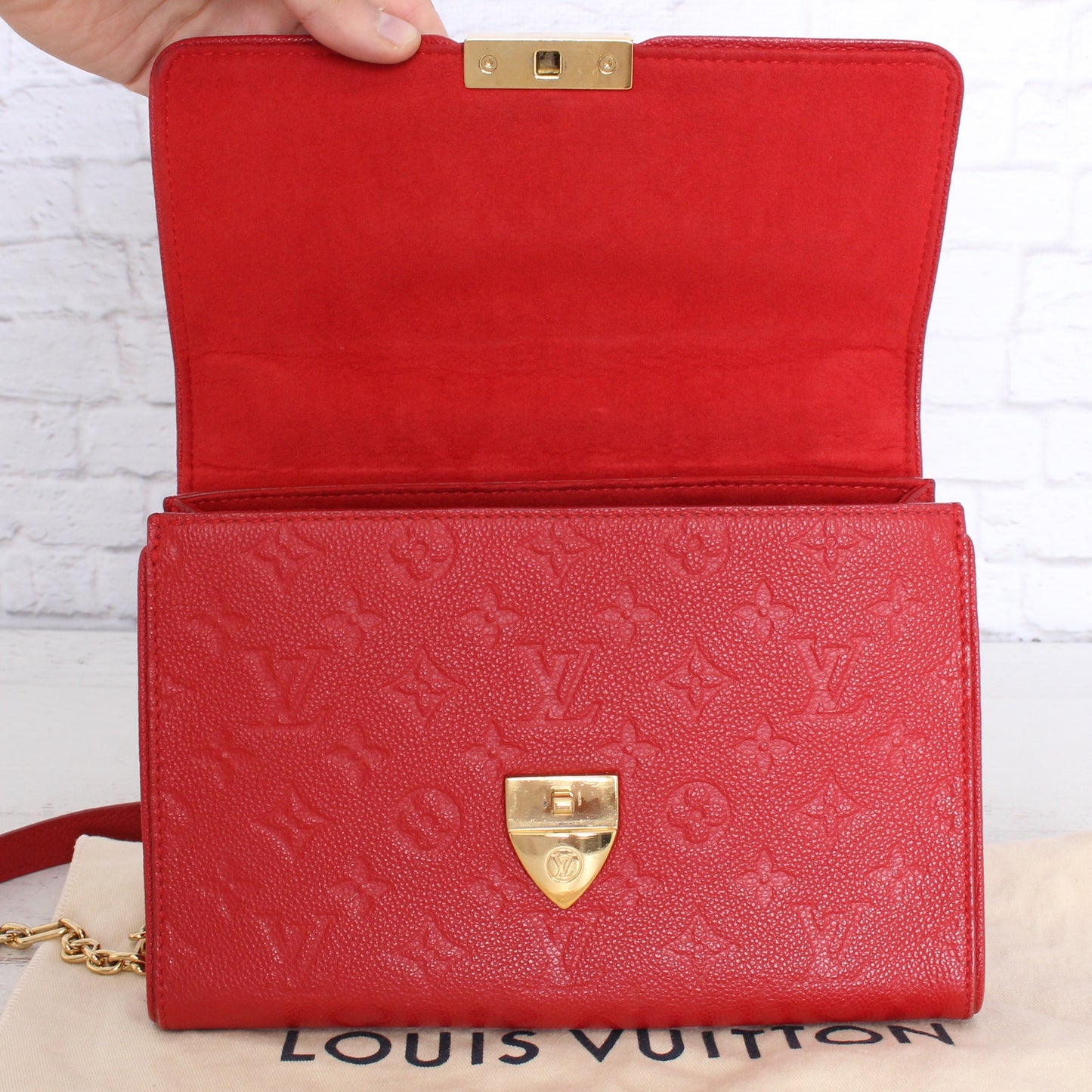 Louis Vuitton Saint Sulpice PM Red Empreinte Chain Shoulder Crossbody