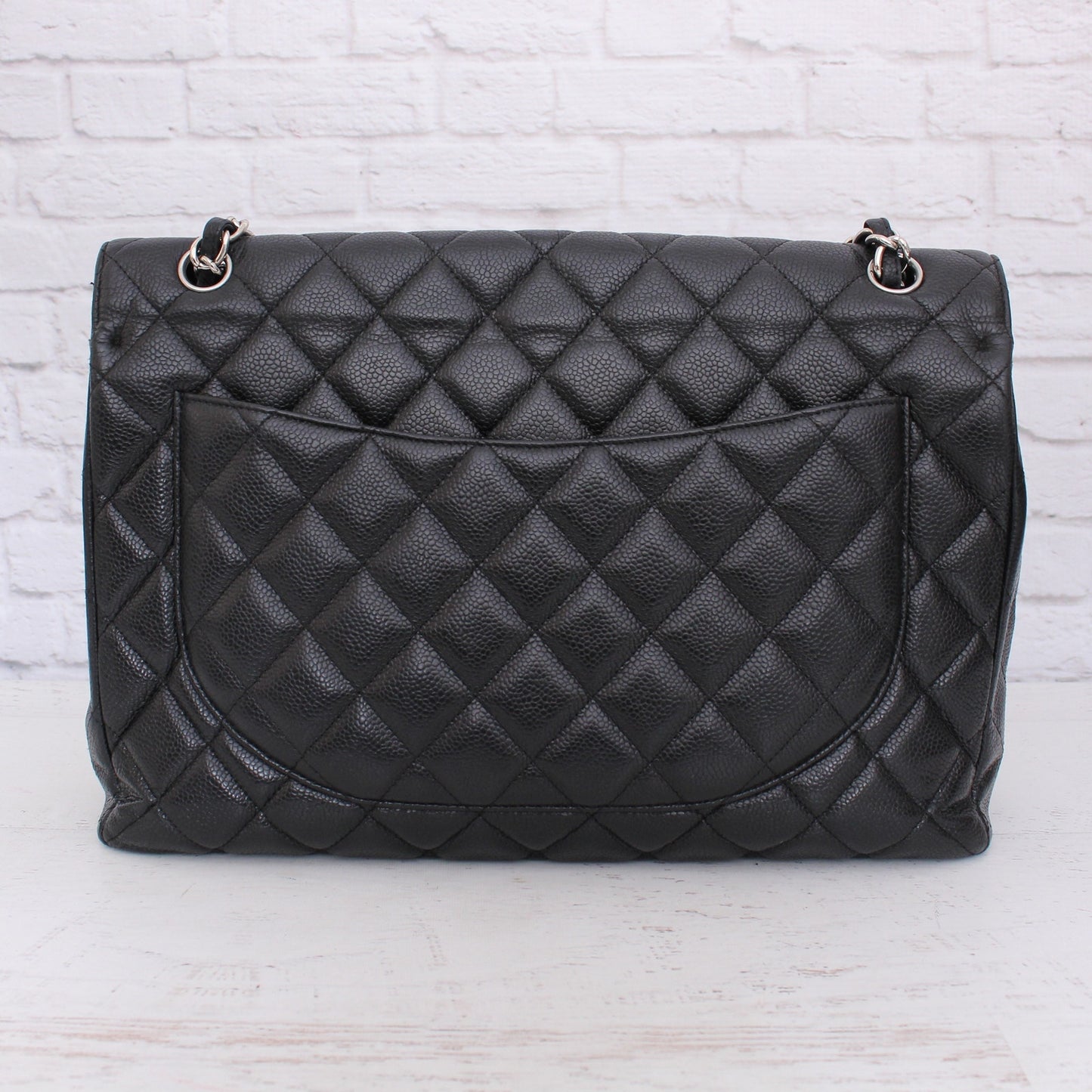 Chanel Jumbo Classic Single Flap Black Caviar Leather Shoulder Crossbody A4760