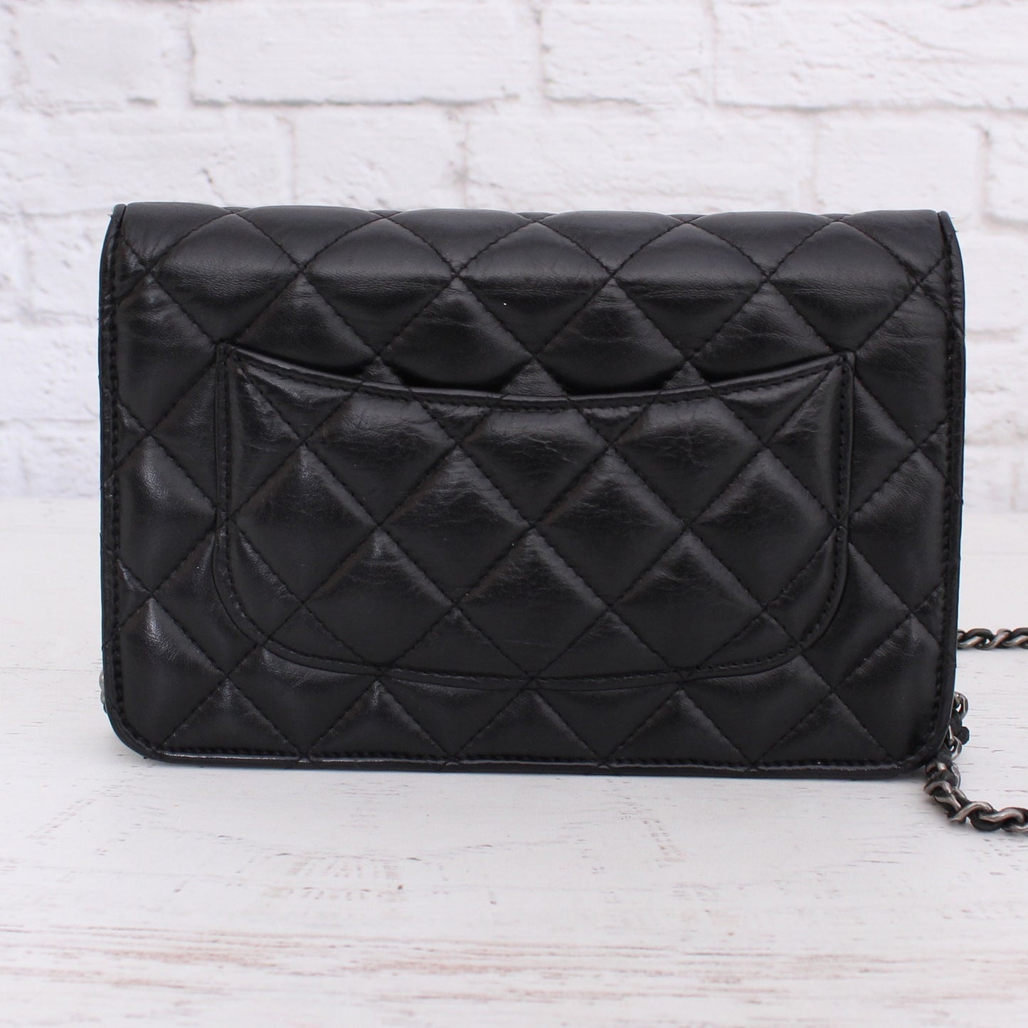 Chanel Wallet on Chain Black Lambskin Leather Purse A3960