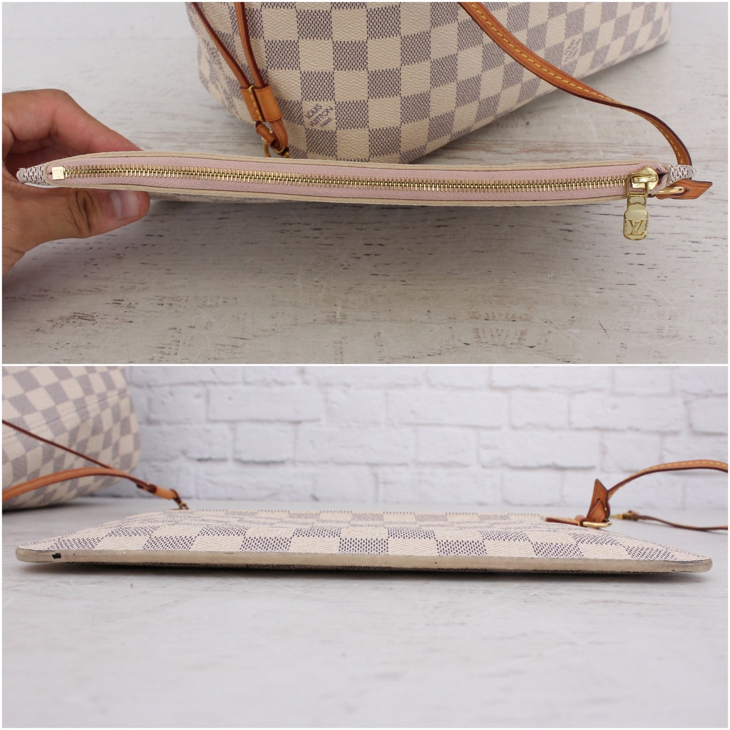 Louis Vuitton Neverfull MM with Pouch Damier Azur Pink