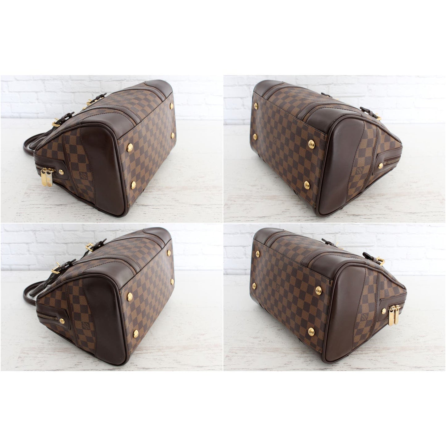 Louis Vuitton Berkeley Damier Ebene Tote Shoulder Women Brown Purse LV