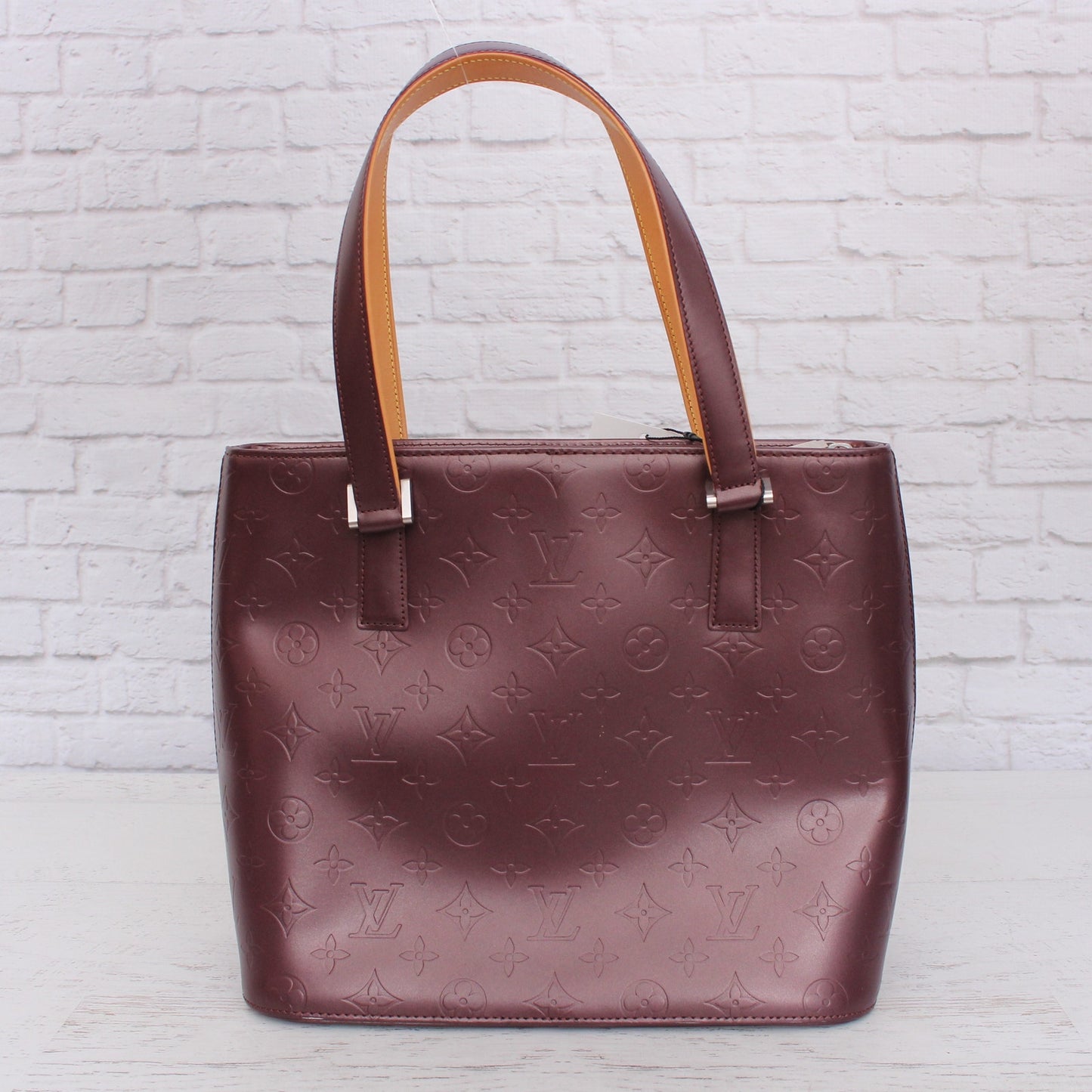 Louis Vuitton Stockton Purple Matte Vernis Satchel Shoulder Handbag Purse A4999