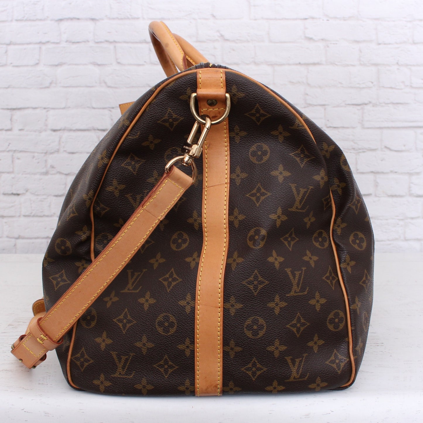 Louis Vuitton Keepall 60 Bandouliere Monogram Duffle Luggage Travel A3145