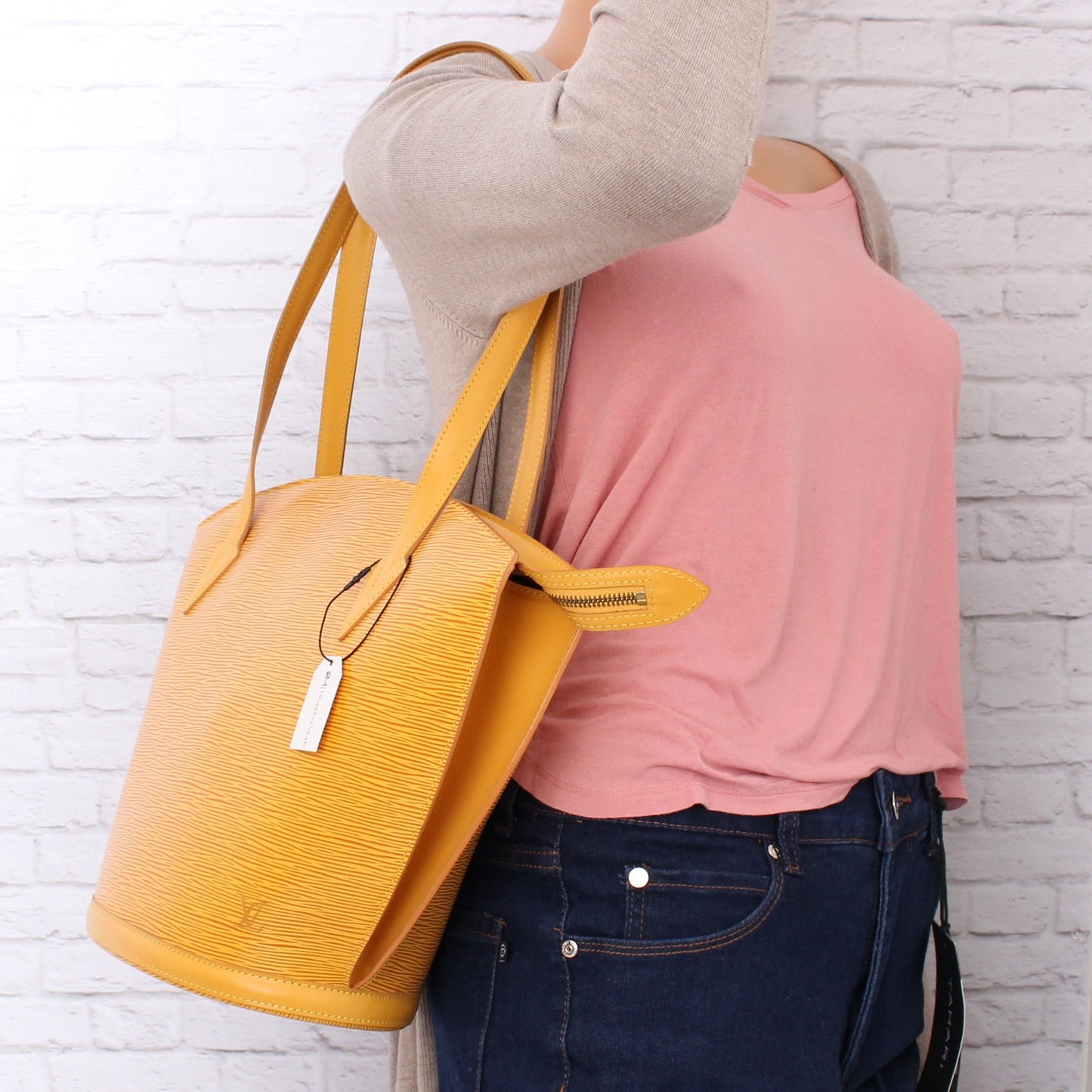 Louis Vuitton Saint Jacques GM Yellow Epi Tote Shoulder Purse Handbag A3866