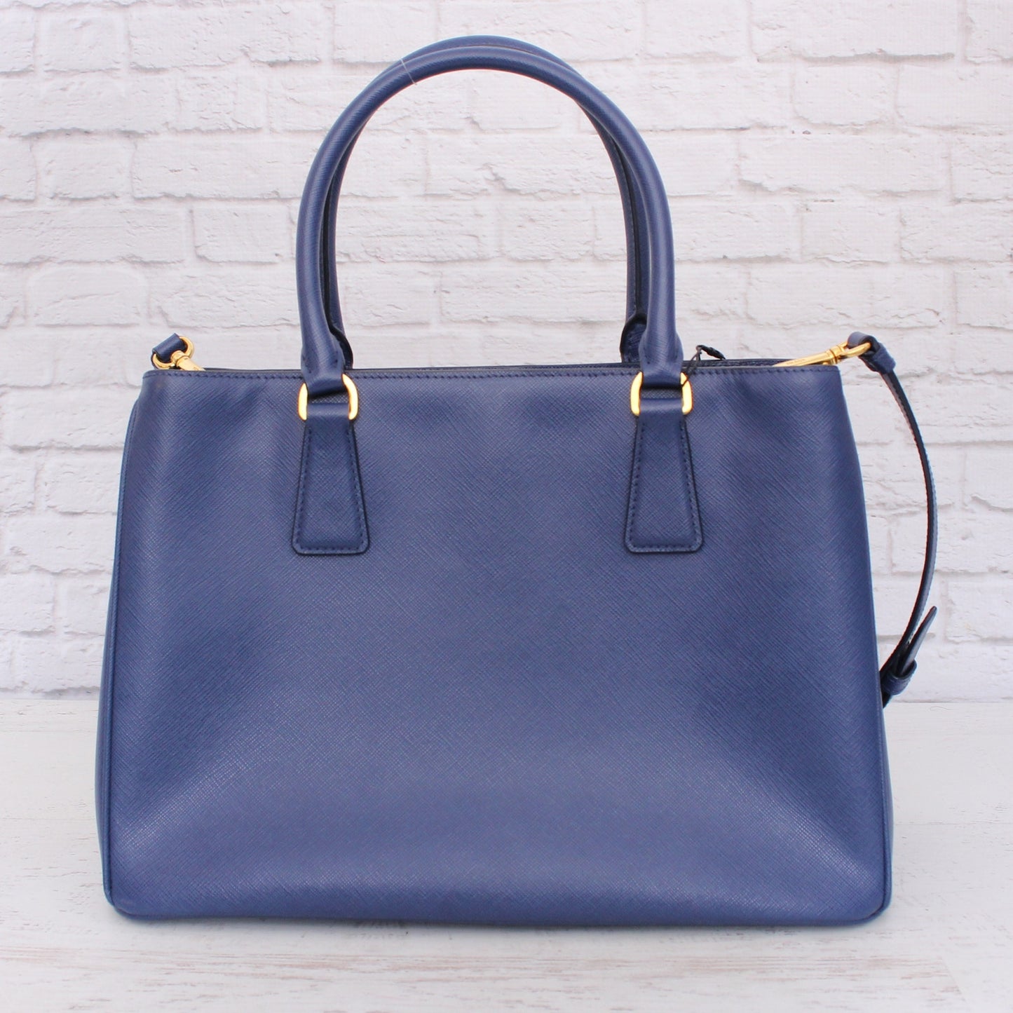Prada Galliera Blue Saffiano Crossbody Leather Strap Satchel LV Purse A4939