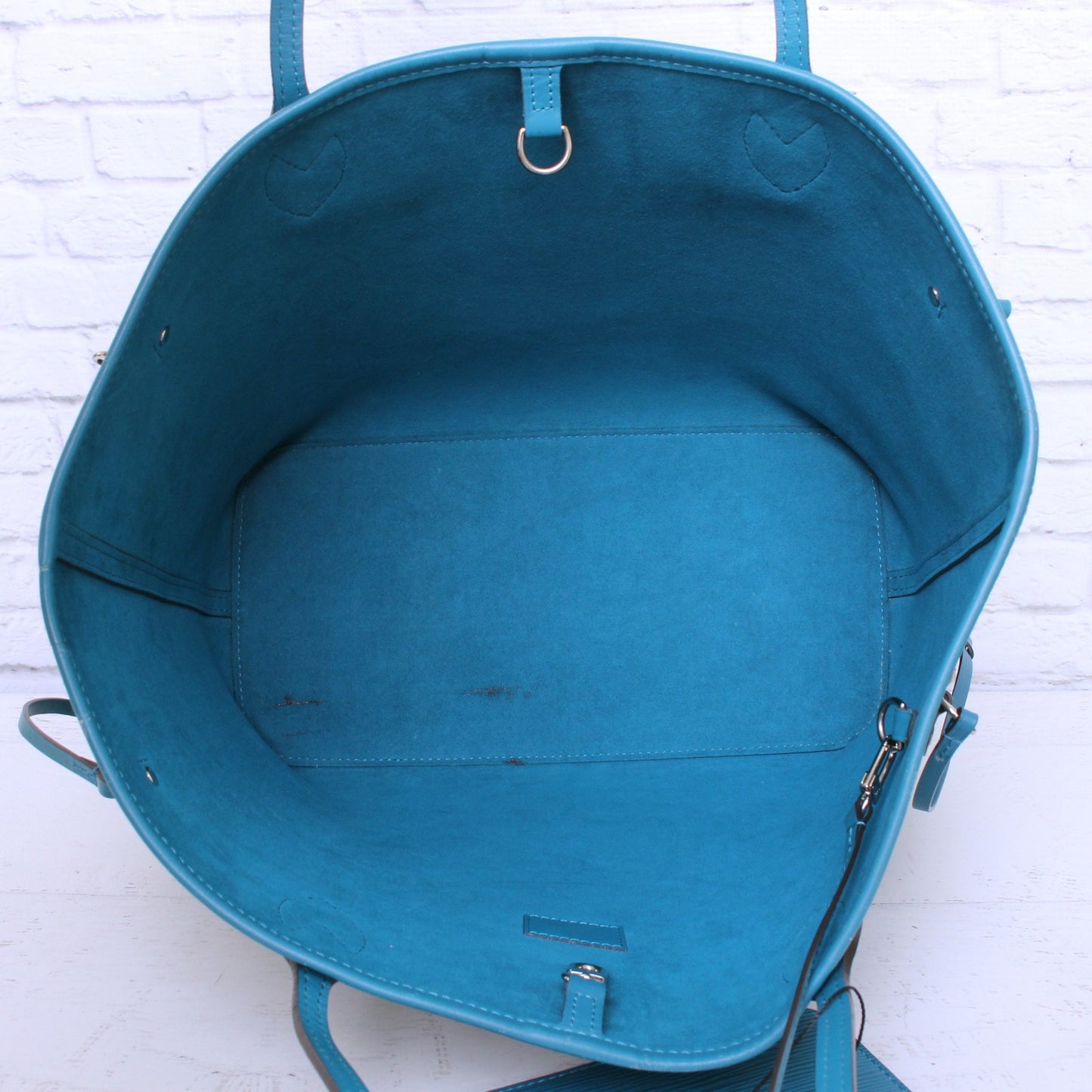 Louis Vuitton Neverfull MM Cyan Epi Tote Blue Leather Shoulder Handbag A4712