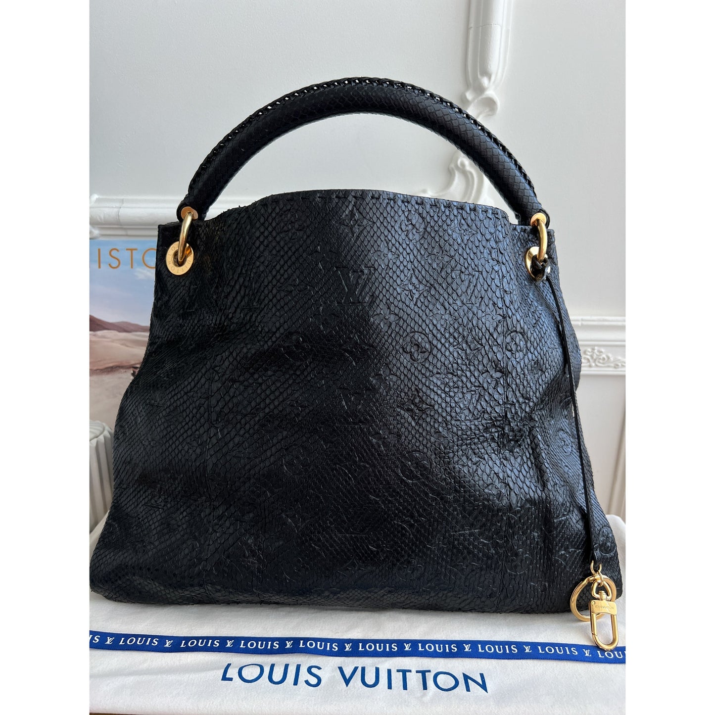 Louis Vuitton Artsy MM Python Black Leather Tote