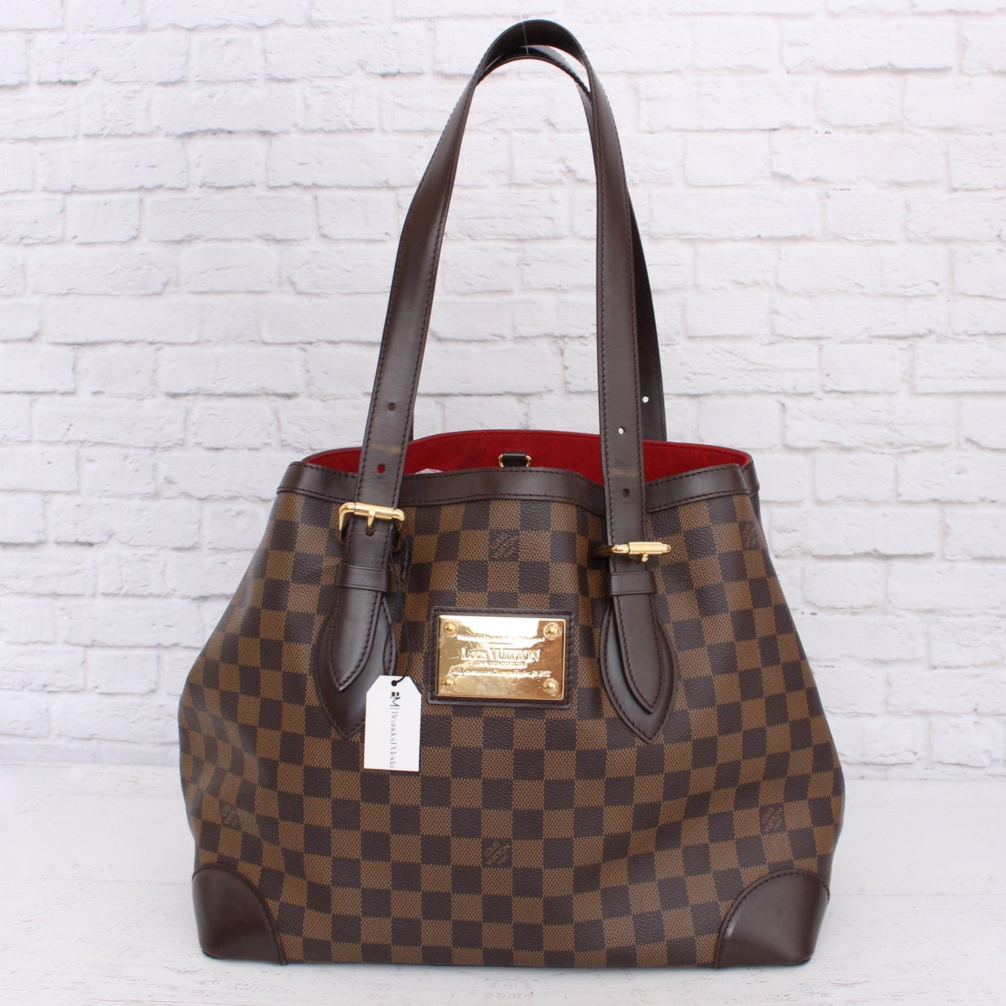 Louis Vuitton Hampstead MM Damier Ebene Tote Brown Shoulder Purse Handbag A3393