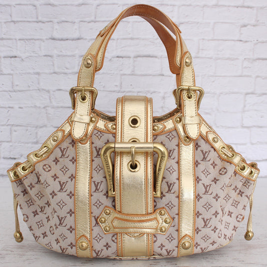 Louis Vuitton Theda Gold Khaki Mini Lin Satchel