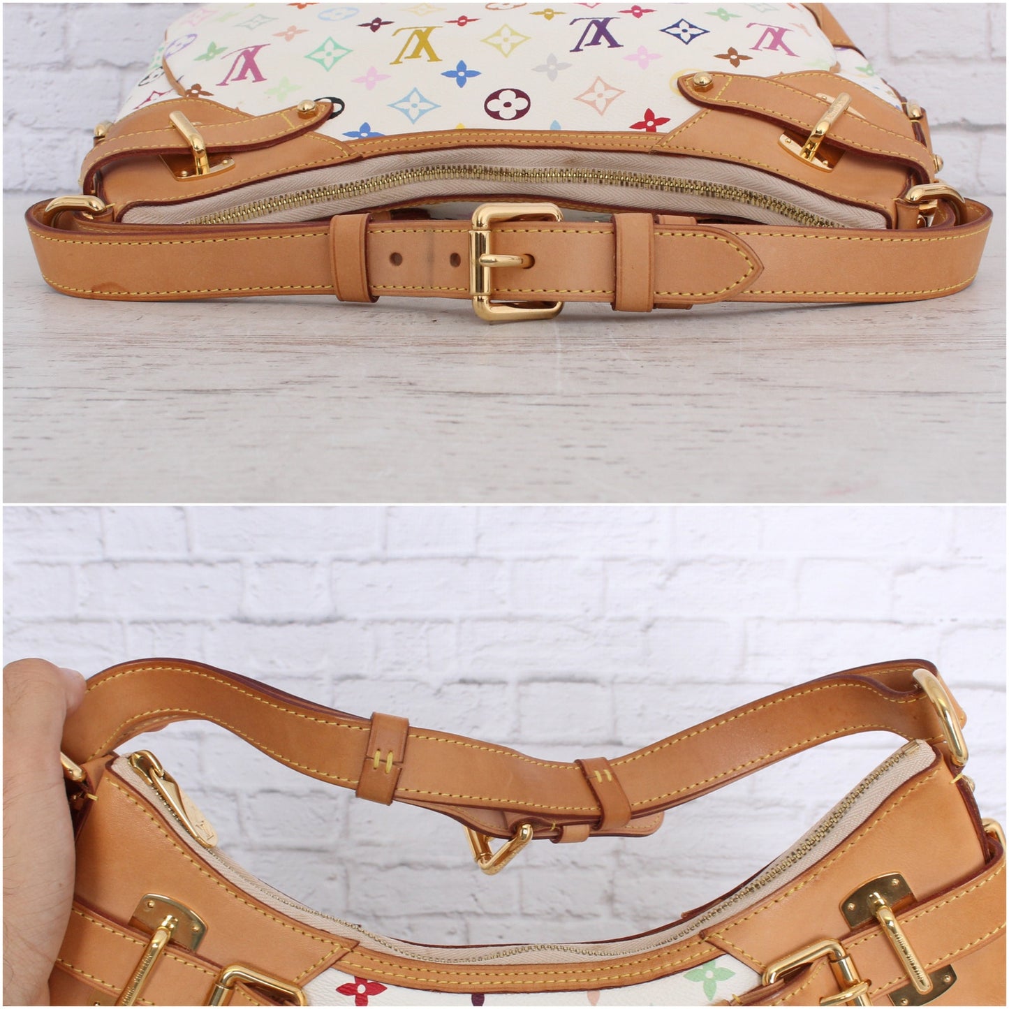 Louis Vuitton Greta GM White Multicolor Shoulder Bag