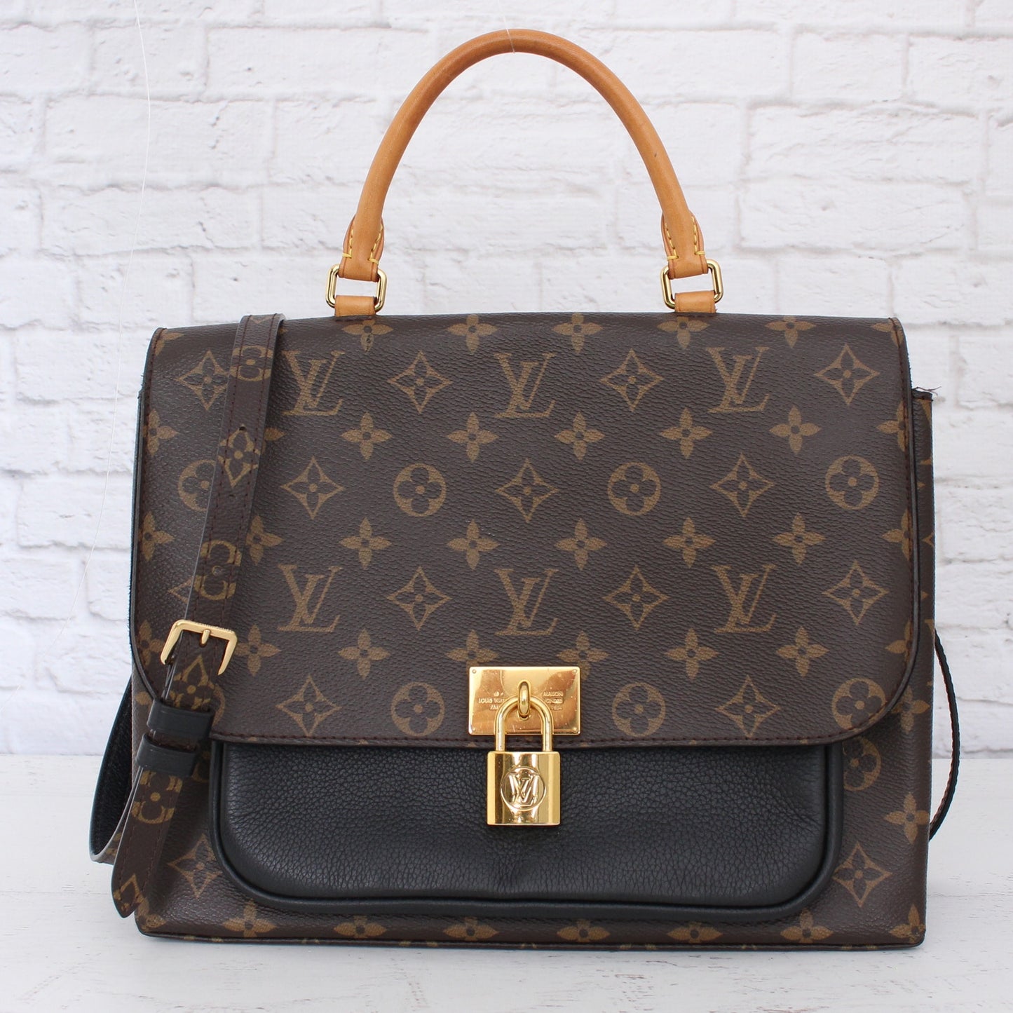 Louis Vuitton Marignan Monogram Leather Crossbody & Satchel Black Purse