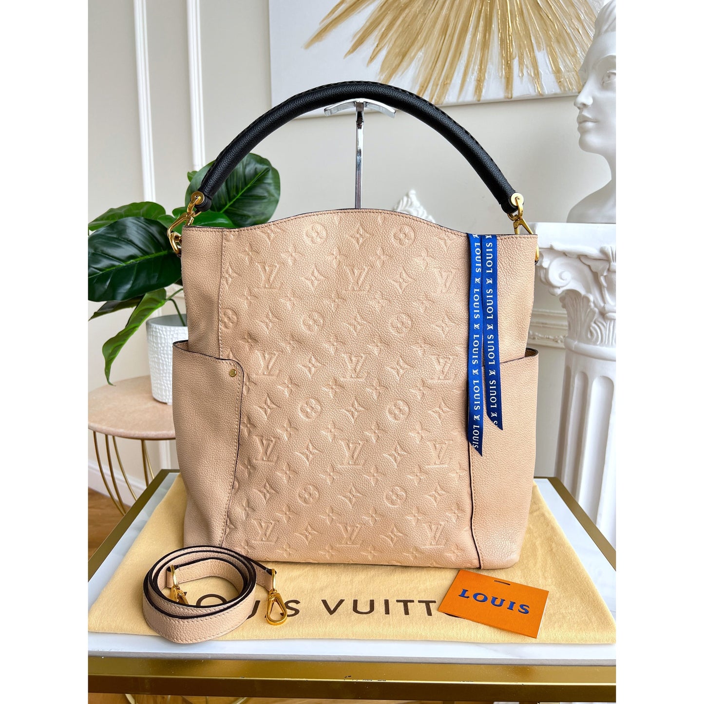 Louis Vuitton Bagatelle Beige Empreinte Shoulder Bag